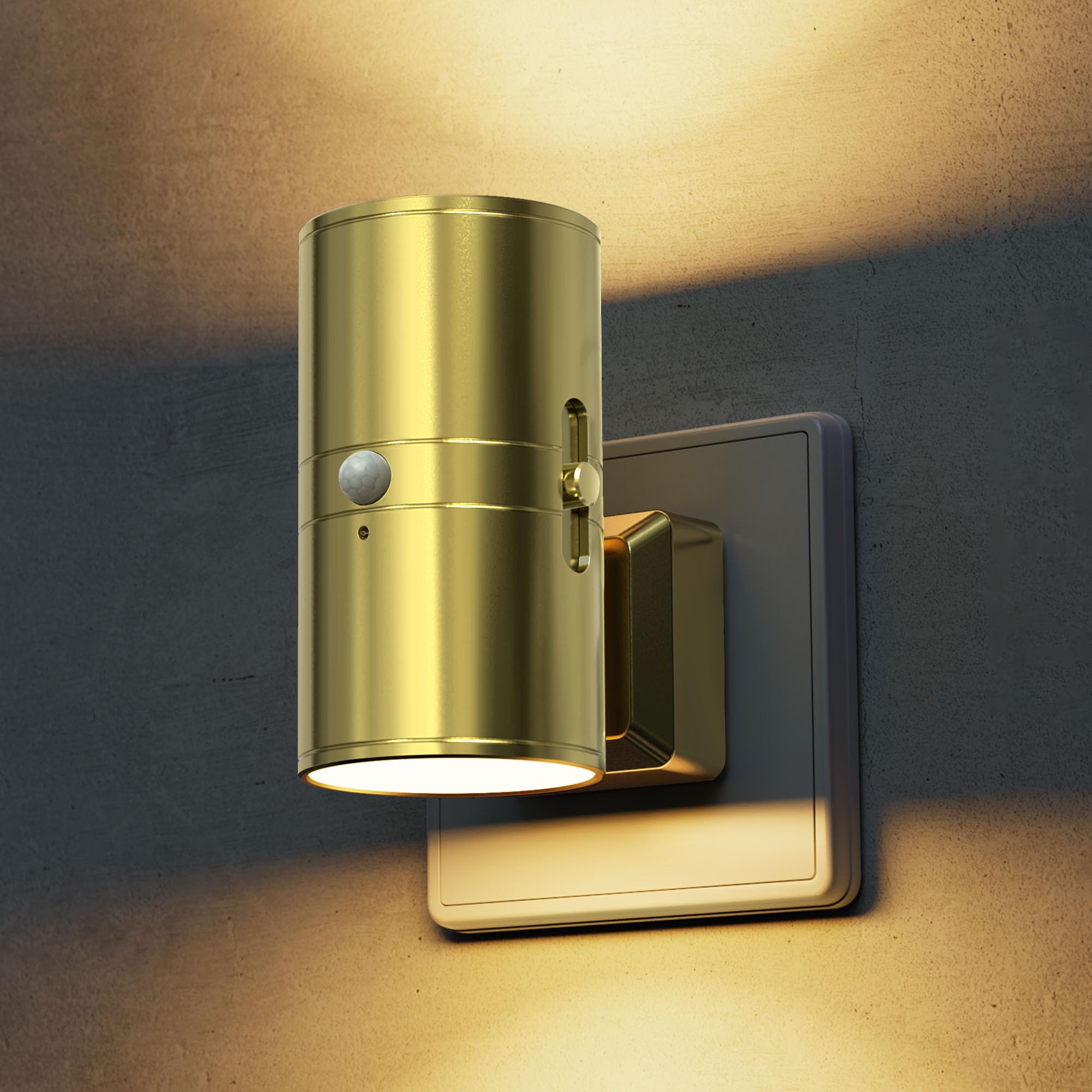 LOHAS-LED Nachtlicht mit Bewegungsmelder, Nachtlicht Steckdose Warmweiß, Einstellbare Helligkeit 0-100LM Dimmbares Nachtlampe Innen für Flur Schlafzimmer Treppenaufgang Küche [vergoldet, 1 Stück]