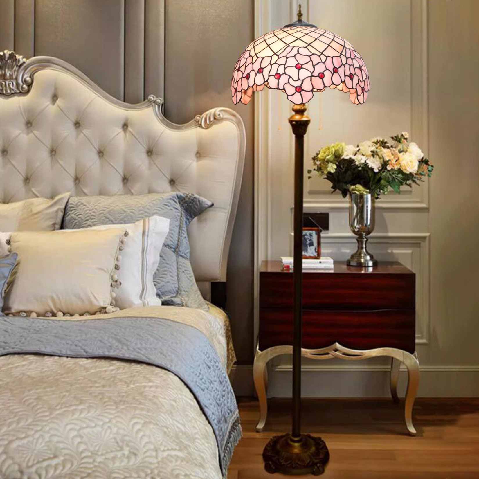 BOTOWI Base de Lampe Tiffany remplacée Seule Base de lampadaire 64" de Haut et adaptée aux Abat-Jour Tiffany de 16 à 20 Pouces, avec Une Base d'éclairage sur Pied de Surface Bronze foncé