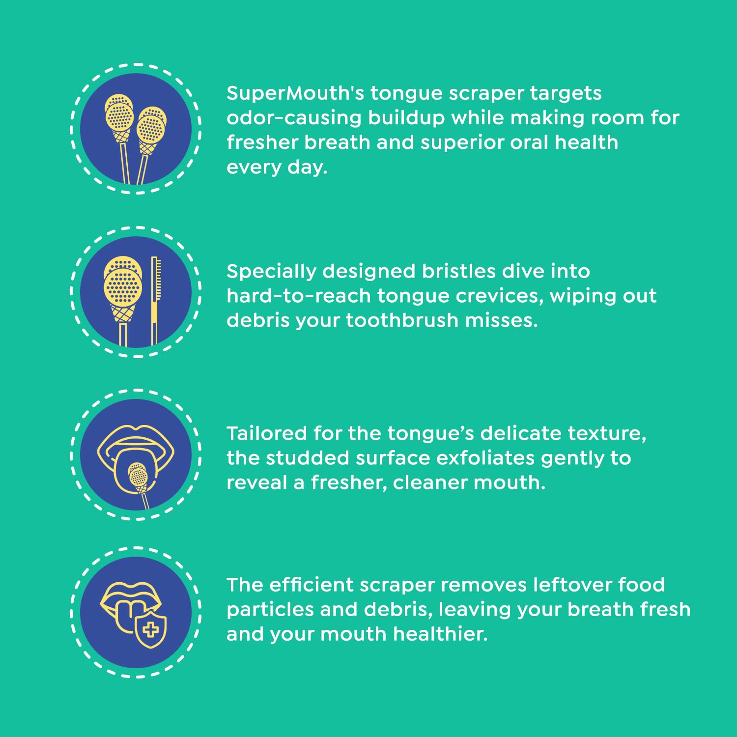 SuperMouth® Double Scoop Kids Tongue Scraper – Dual-Sided Brush & Scraper Removes Odor-Causing Buildup, Fights Bad Breath, Easy-Grip Ice Cream Design, 3 Yummy Scents, Ages 6-12, Essential Oral Care