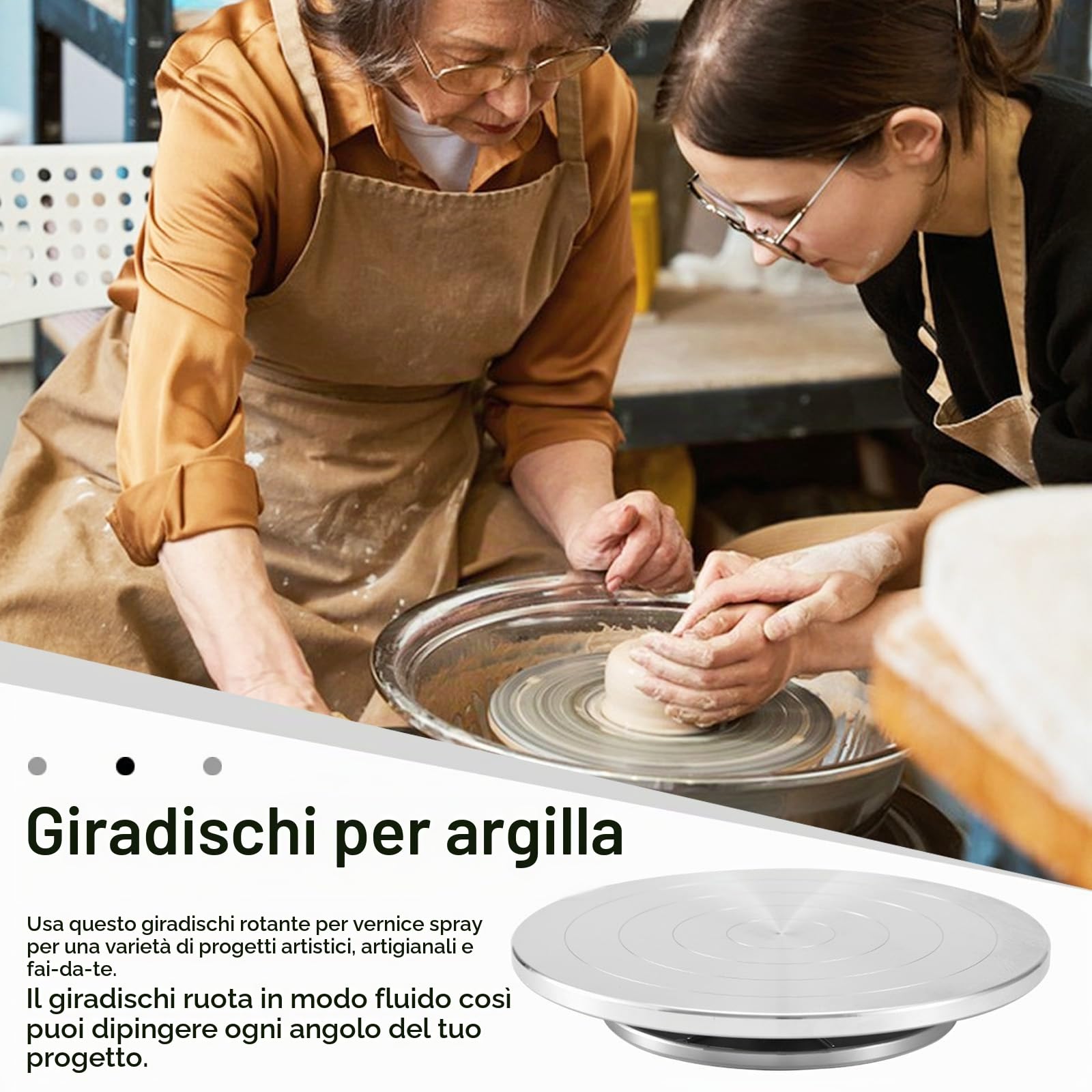 Tornio per Ceramica, 30cm Giradischi per Argilla Artigianale in Alluminio Strumenti Fai da Te Per Argilla Giradischi in Ceramica per Torte A Doppia Faccia Per Modelli di Sculture Decorazione di Torte
