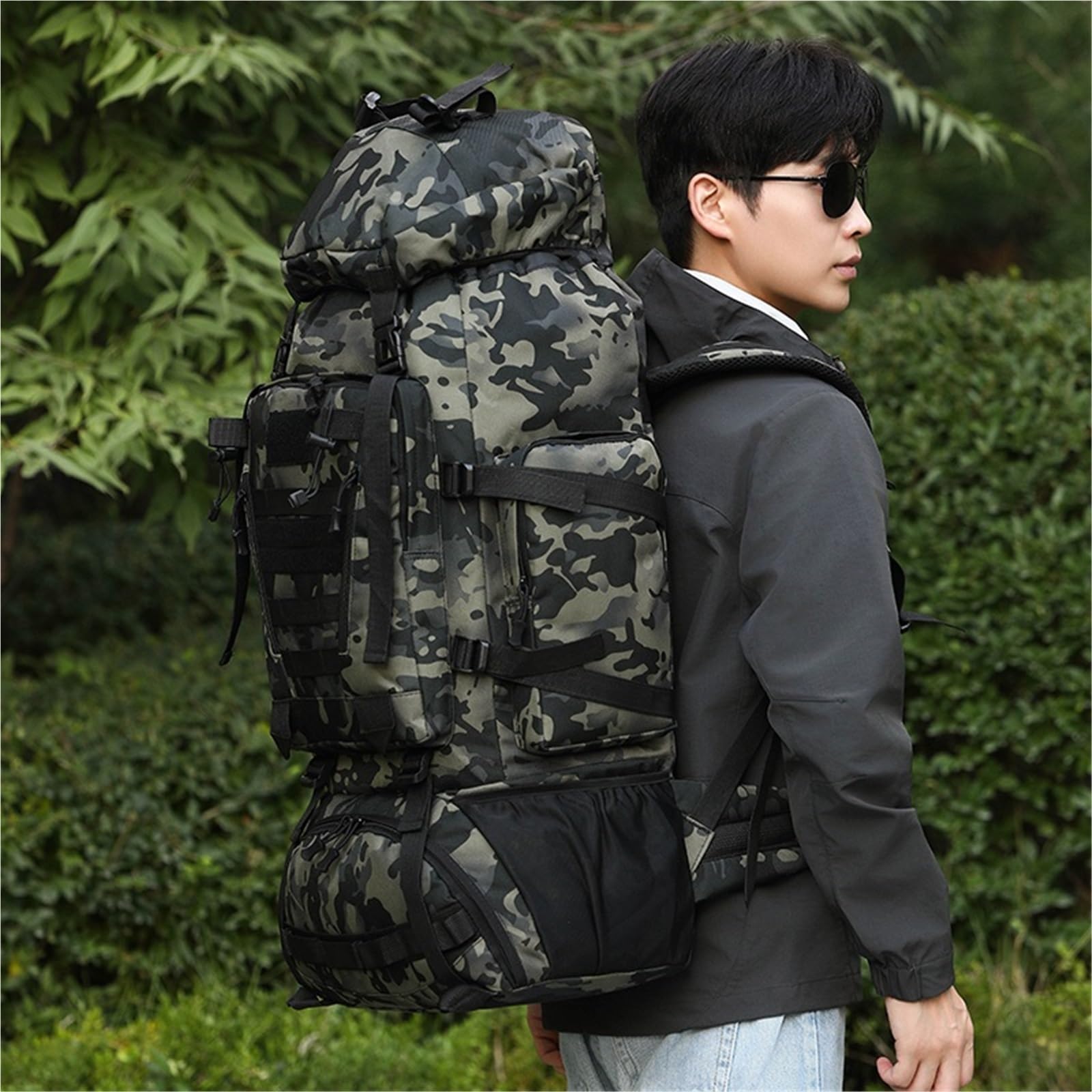 80L torba alpinistyczna Climb plecaki taktyczne duży plecak na zewnątrz piesze wycieczki torby podróżne kempingowe(Jungle camouflage)