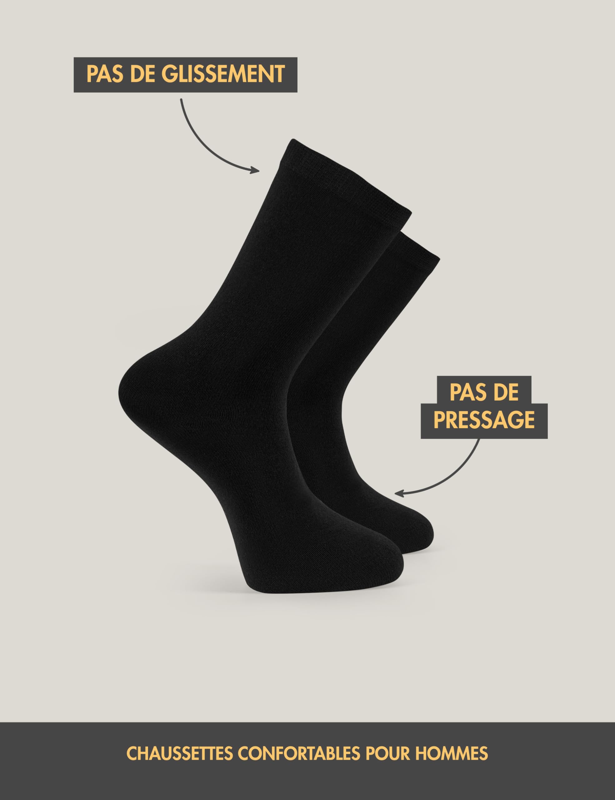 Basic Treasure Lot de 20 paires de chaussettes pour homme - Coton respirant - Coloris Noir, Bleu ou Gris - Tailles 39/42, 43/46, 47/49