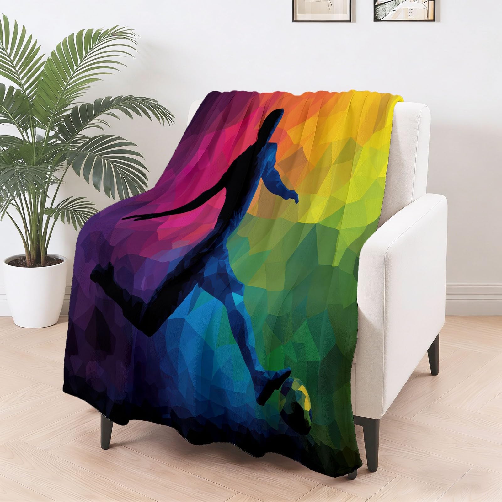 Abstrakcyjny koc flanelowy, miękki koc w kratę puszysty gradient geometryczny tęcza sportowiec, na każdą porę roku kolorowe drukowane koce do prania na sofę fotel do łóżka, 150x200 cm