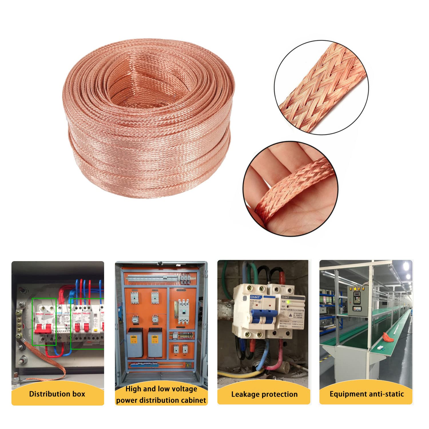 SKYPRO Treccia di rame puro da 5 m, maglia lavorata a maglia, anti-interferenza, larghezza 4 mm, cavo flessibile dissaldante, per saldatura, treccia, stoppino di rame, strumento di riparazione