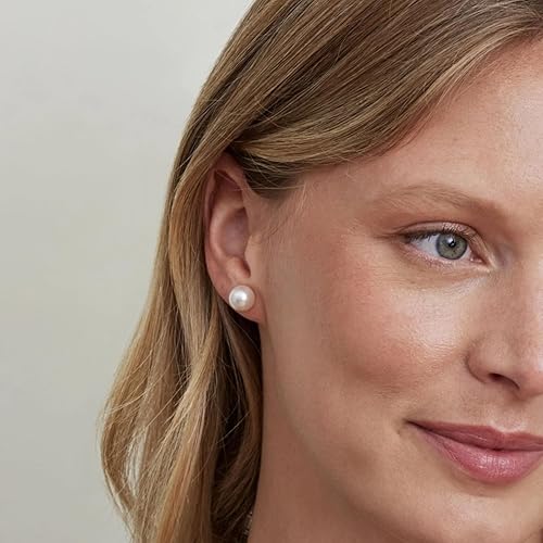 Miniatura 3 de Aretes con broche de plata de ley con perlas botón blancas cultivadas en agua dulce