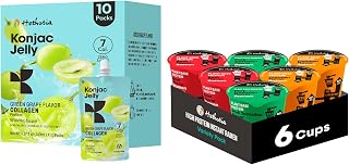 Hethstia High-Protein Ramen Variety 6 Pack & Konjac Jelly Green Grape 10 Pouches, Plant-Based Instant Soup & Drinkable Jelly, Low Calorie, Keto, Vegan, Healthy Food Gift