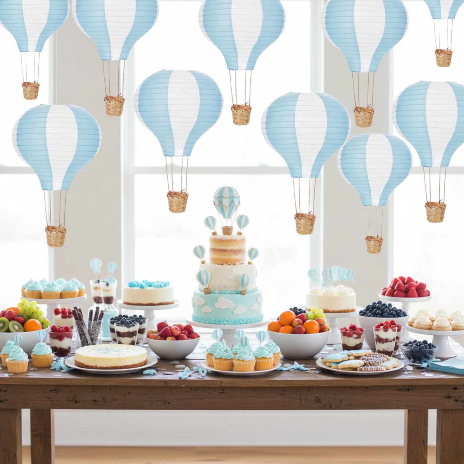 Meooeck Wiszące balony na ogrzane powietrze, papierowe lampiony, 30 cm, wielokrotnego użytku, dekoracyjne papierowe lampiony, zestaw do majsterkowania, rękodzieła, na ślub, urodziny, Boże Narodzenie