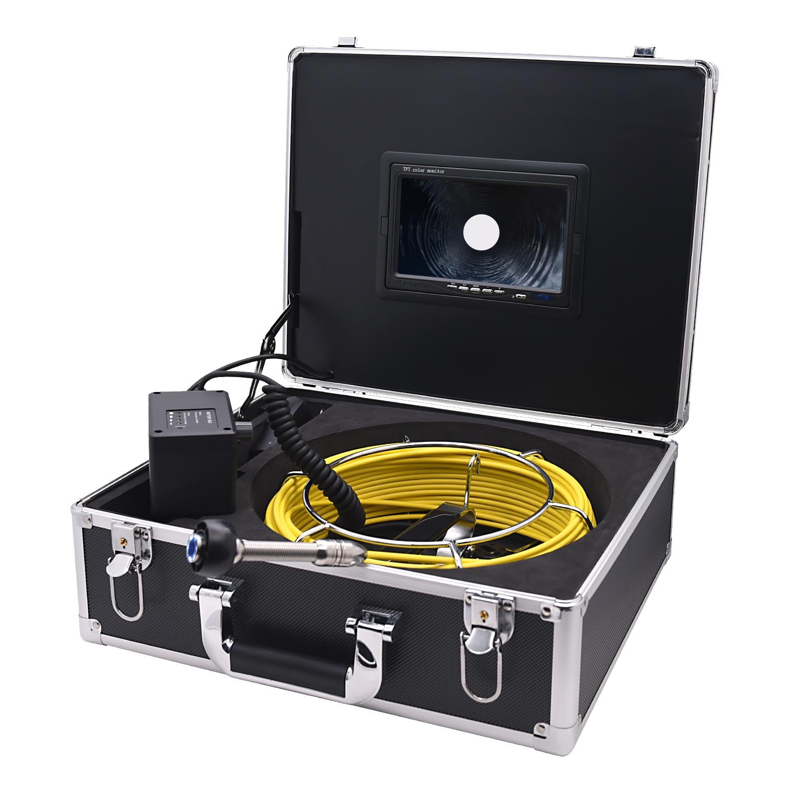 KAOLALI Cámara Endoscópica 50M con DVR, Cámara Inspección Tuberias de 7 Pulgadas, Cámaras para Boroscopio IP68 Impermeable Cámaras de Inspección ángulo de 110° con 6 Lámparas LED, SD 8 GB