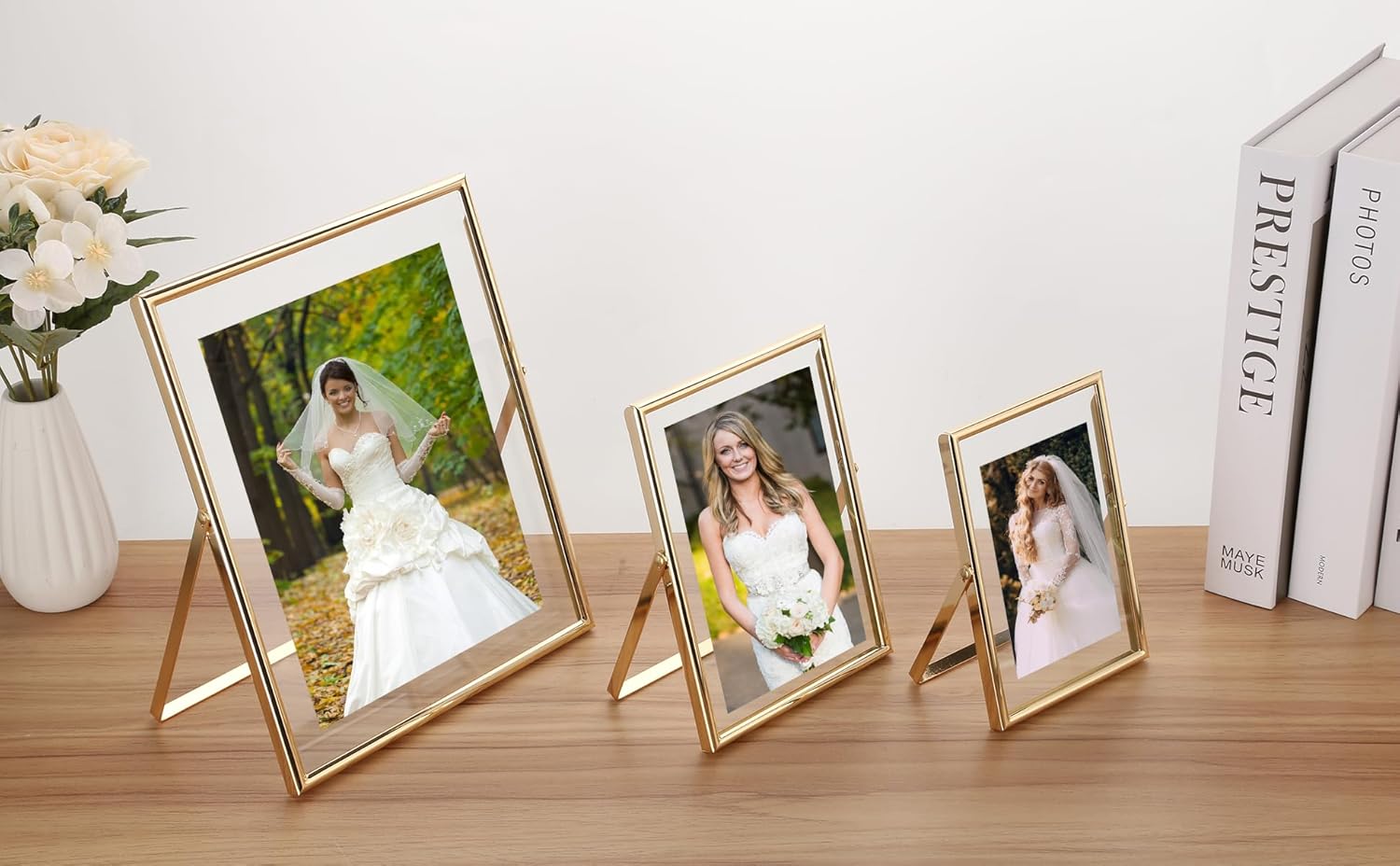 Gold 10x12 Floating Frame 2-Pack for Photo Sizes(7x9''8x10'',8.5x11''),Adjustable Tabletop/Shelf Floating Picture Frame 8x10'',Classy Gift Choice for Wedding,Christmas,Home or Office Decor