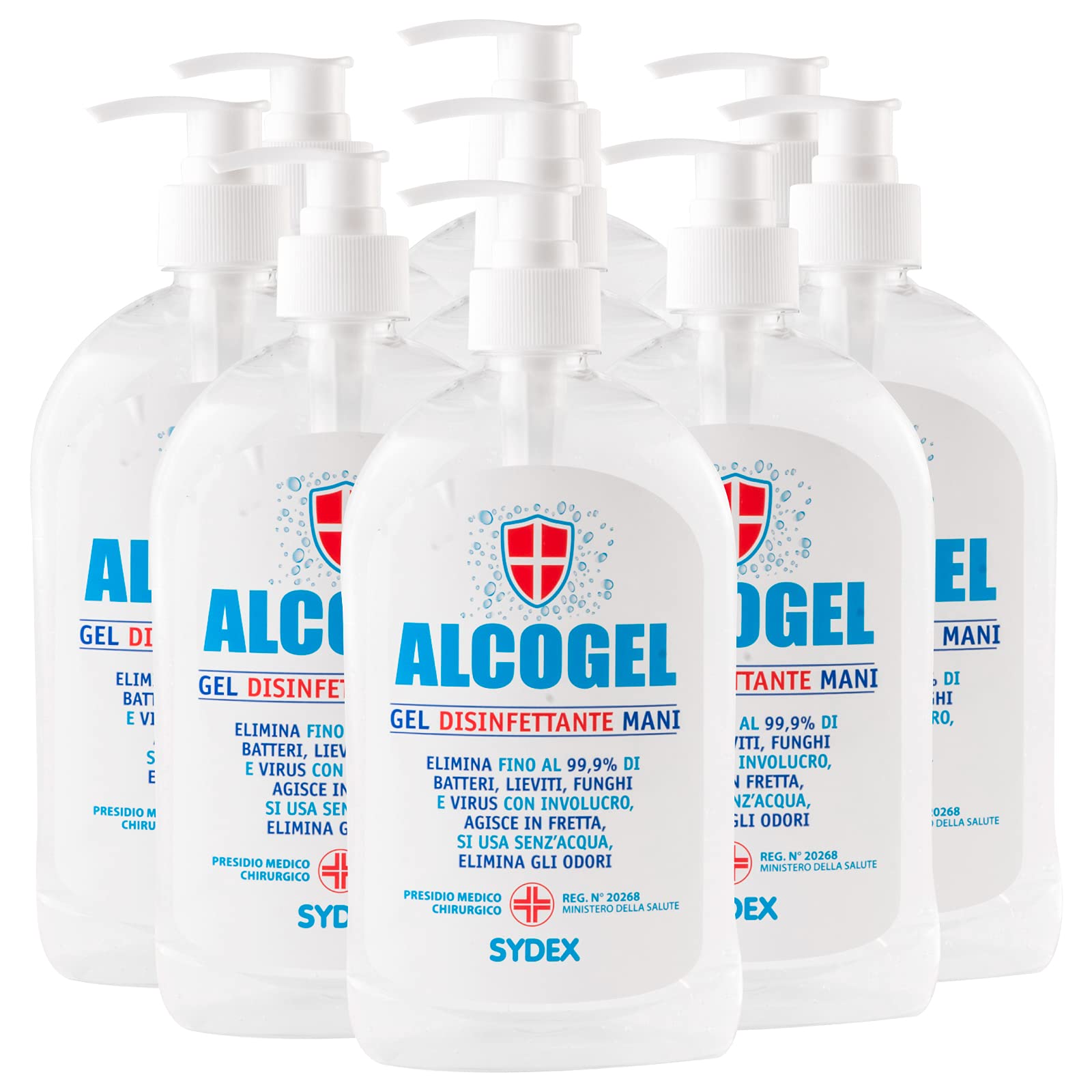 Gel Disinfettante Mani Professionale Igienizzante Antibatterico - Presidio Medico Chirurgico Elimina Odori Fino al 99,9% di Germi Funghi Batteri e Virus (9x 500ml)