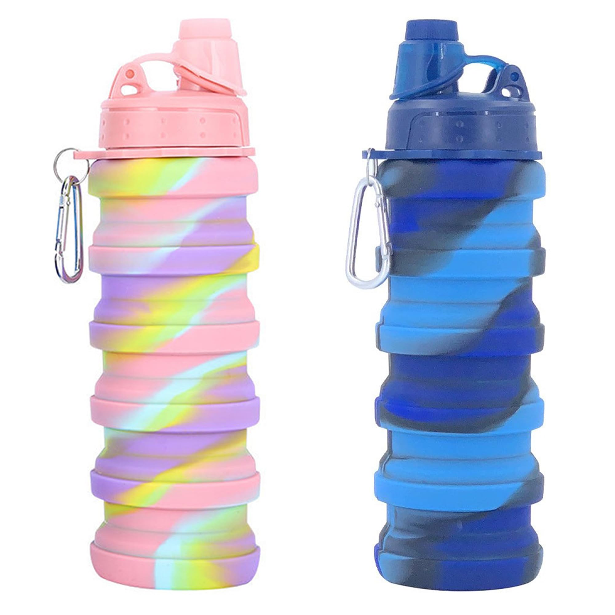 YCTMALL Collapsible Water Bottles Travel water bottle Sports Portable Sport Water Bottle Reusable Water Bottles comes with mountaineering Buckle 500ml
