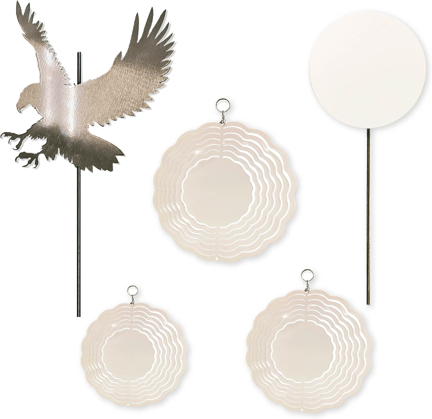 Deluxe Garden Pack - Sublimation Blanks, Wind Spinner, Eagle Garden Stakes, Round Garden Stakes, Outdoor Lawn & Garden Decor, 14 Pack