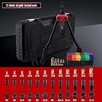 Vista 7 de GDLIN Herramienta de tuerca de remache de 16 pulgadas, kit de tuerca de remache con 12 mandriles métricos/SAE, kit surtido de 176 tuercas