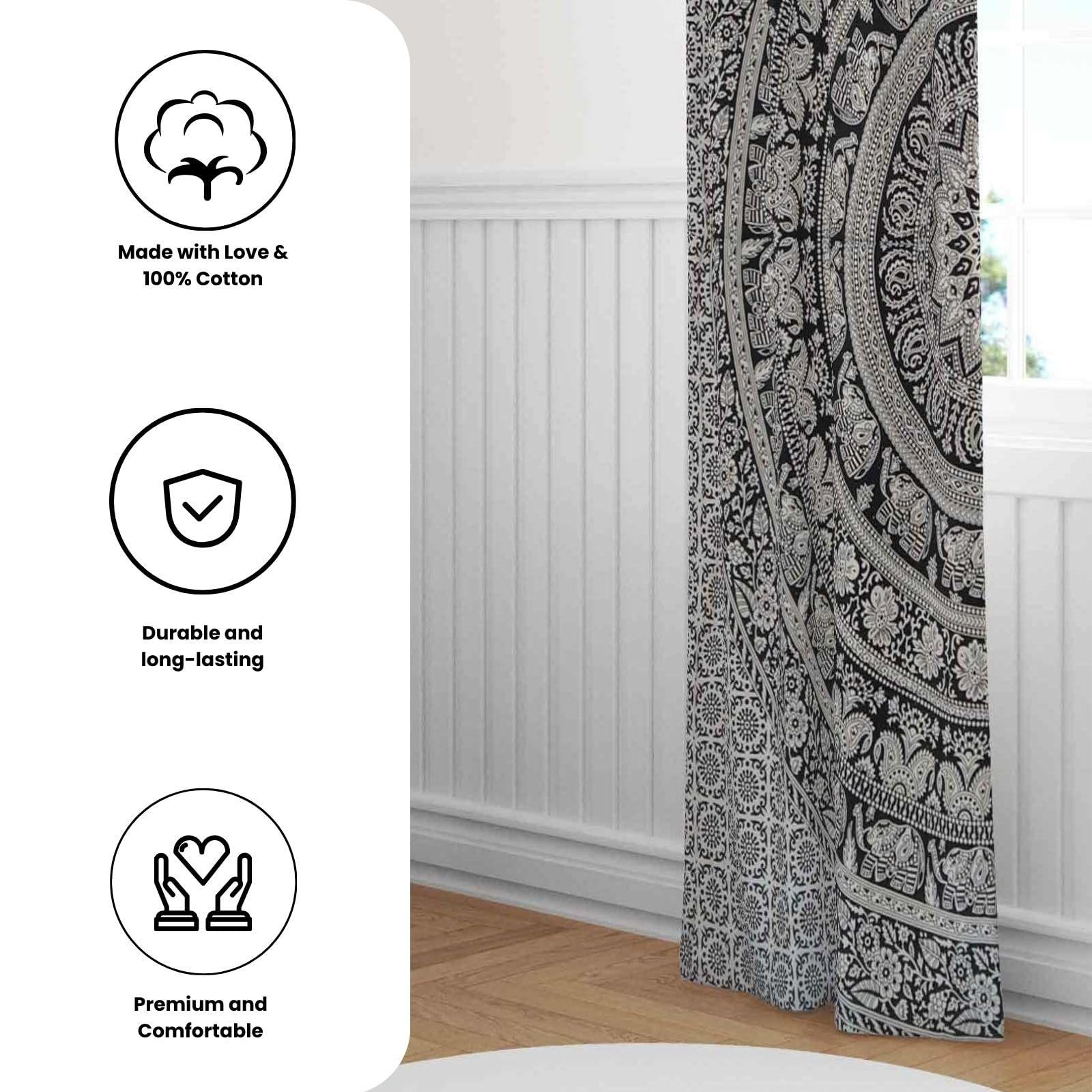 Amazon.co.jp: Indian Mandalaのカーテン、ドア吊り下げDrapes