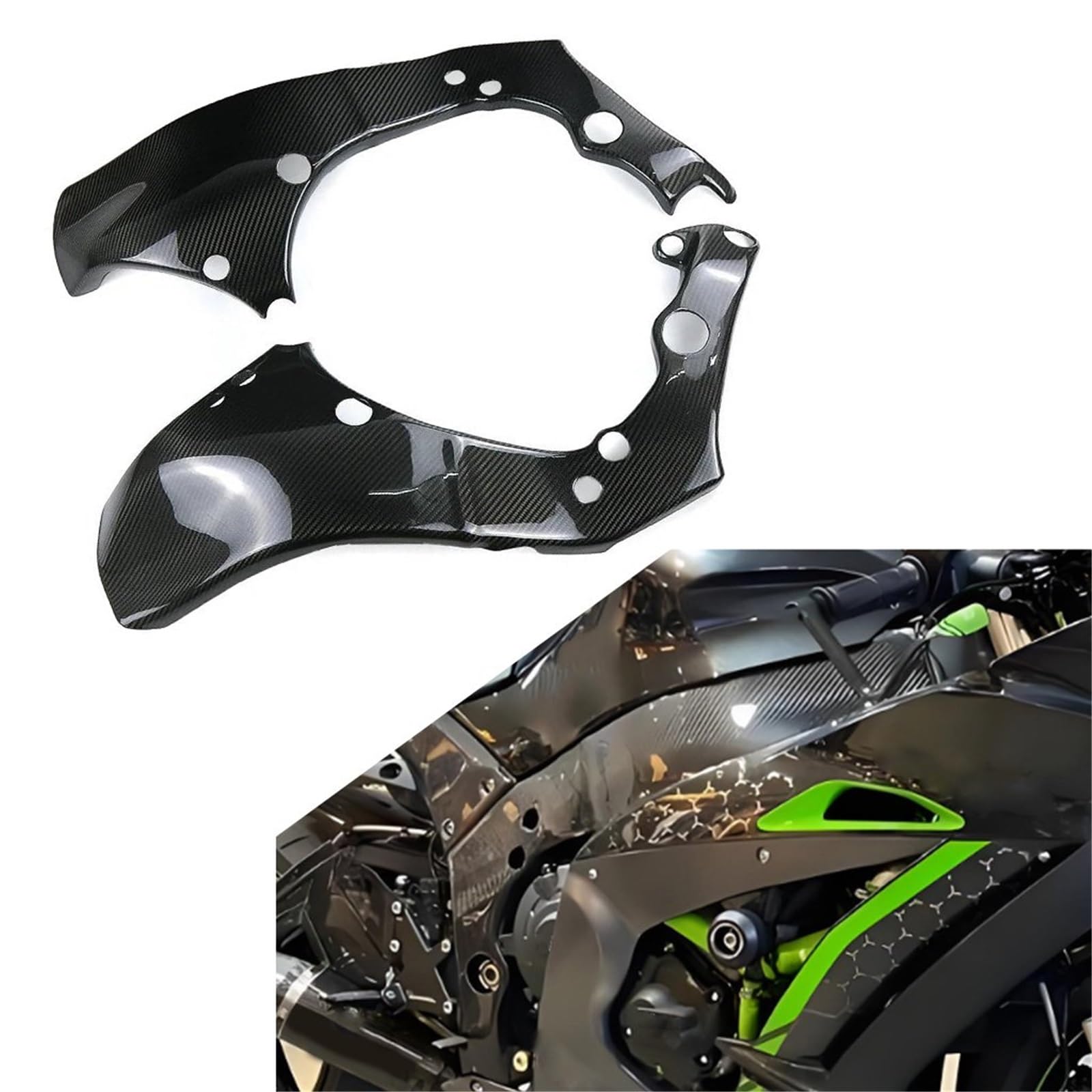 Motorradteil Für ZX10R 2016–2023 2017 2018 2019 2020 2021 2022 Motorradzubehör Carbonfaser-Rahmenabdeckungen, Seitenschutz, Verkleidungsschutz