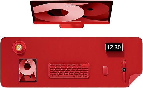 Miniatura 37 de Alfombrilla de escritorio, 60 x 35 cm, de piel sintética, antideslizante, alfombrilla grande para mouse para escritorio, impermeable, almohadilla de