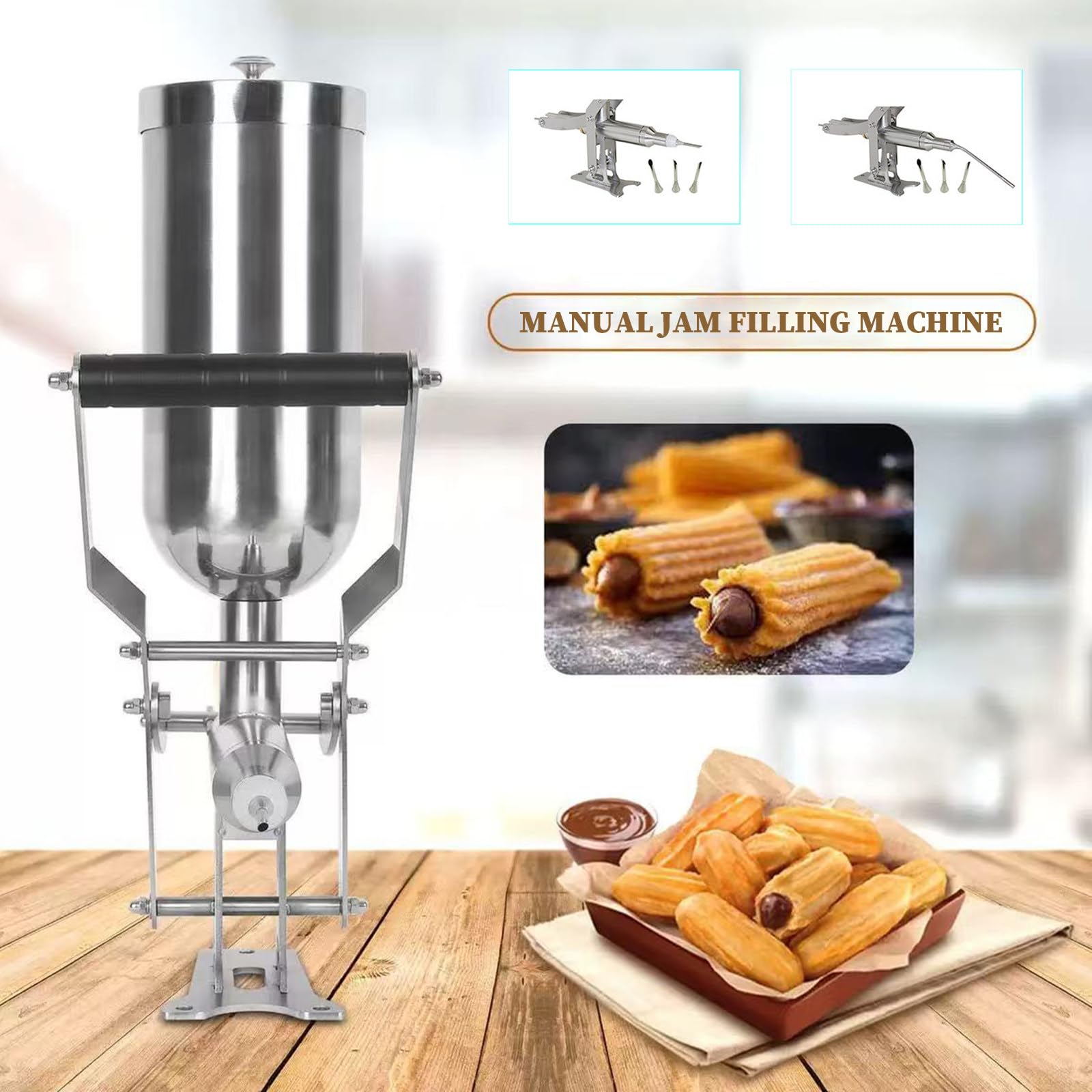 Inyector de Caramelo de Acero Inoxidable, Rellenadora Profesional de Crema, Rellenadora de Acero Inoxidable con 4 Boquillas para el Hogar y Panaderías CT-01