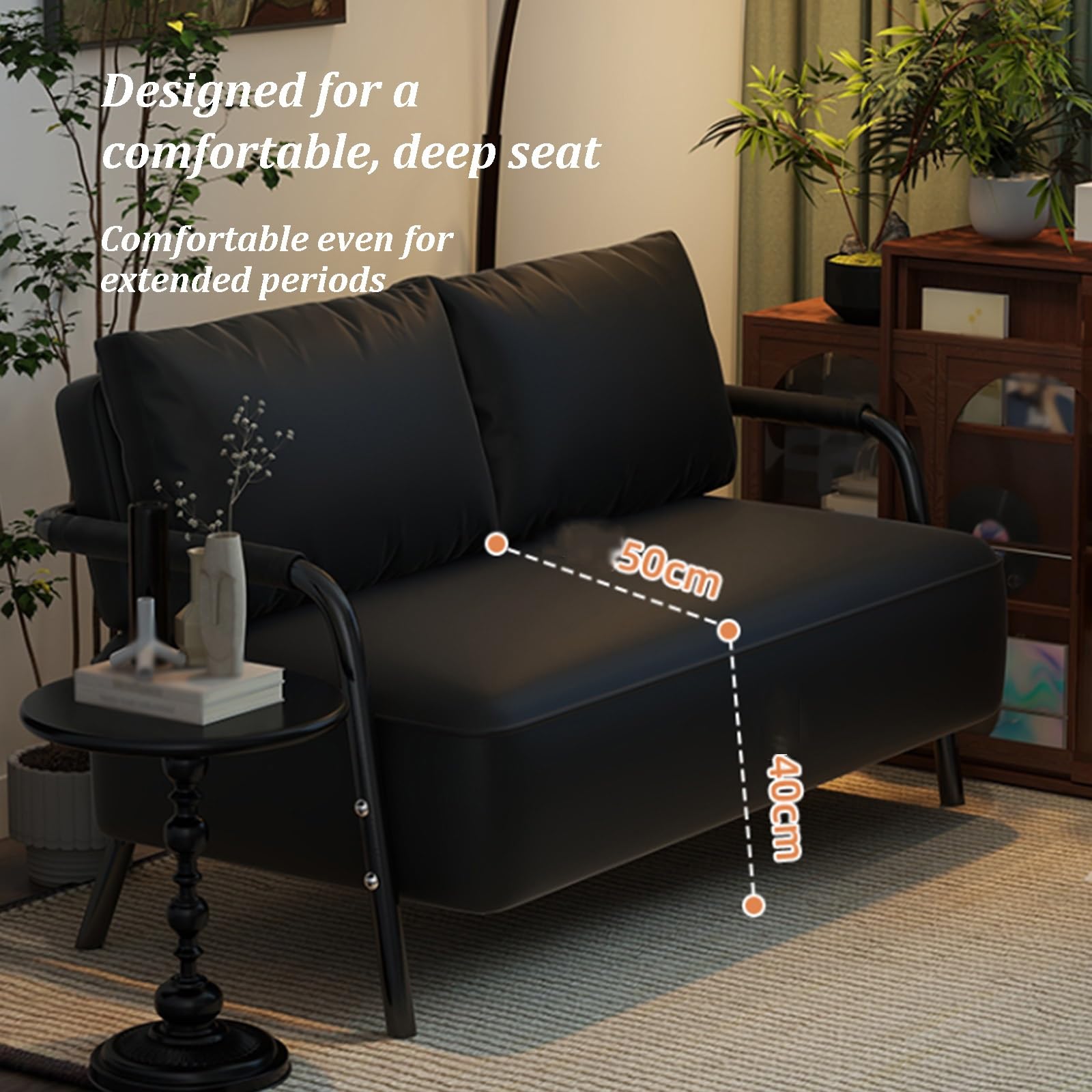 Kleines, Modernes Loveseat-Couchsofa, Kunstledercouch, Holzrahmen, Verdickte Und Erhöhte Metallbeine, Wasserdicht Und Verschleißfest, Für Wohnzimmer, Büro, Schlafzimmer(White,125cm)