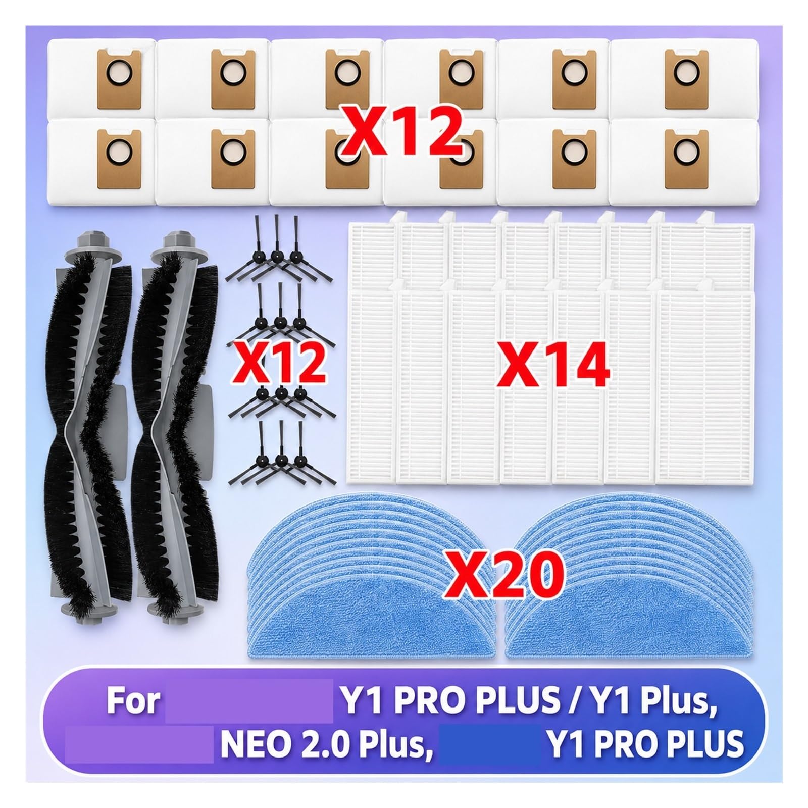 Paño De Mopa For Robot Aspirador, Compatible Con DEEBOT,NEO 2,0,Compatible Con YEEDI,PRO, Kit De Repuesto De Paño De Mopa Con Cepillo Lateral Principal(SET 13)