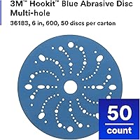 Vista 6 de 3M Hookit 36183 Discos abrasivos azules con múltiples agujeros, preparación de mezcla, preparación de pintura, 6 pulgadas, grado 600, 50 discos/caja