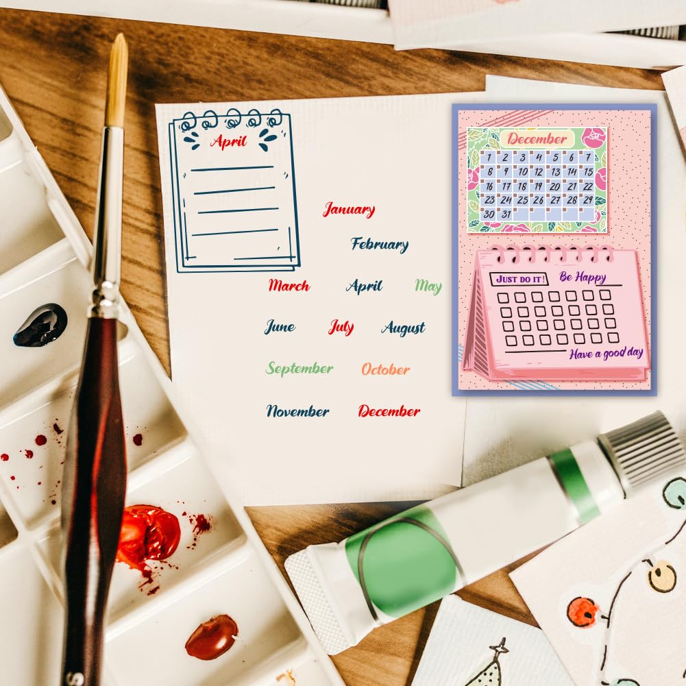 PH PandaHall Timbri Trasparenti per Calendario, Timbri In Gomma con Numeri Mesi Timbro In Silicone Timbri con Sigillo Trasparente per Scrapbooking Fai-Da-Te, Album Fotografico Decorativo,11x16cm