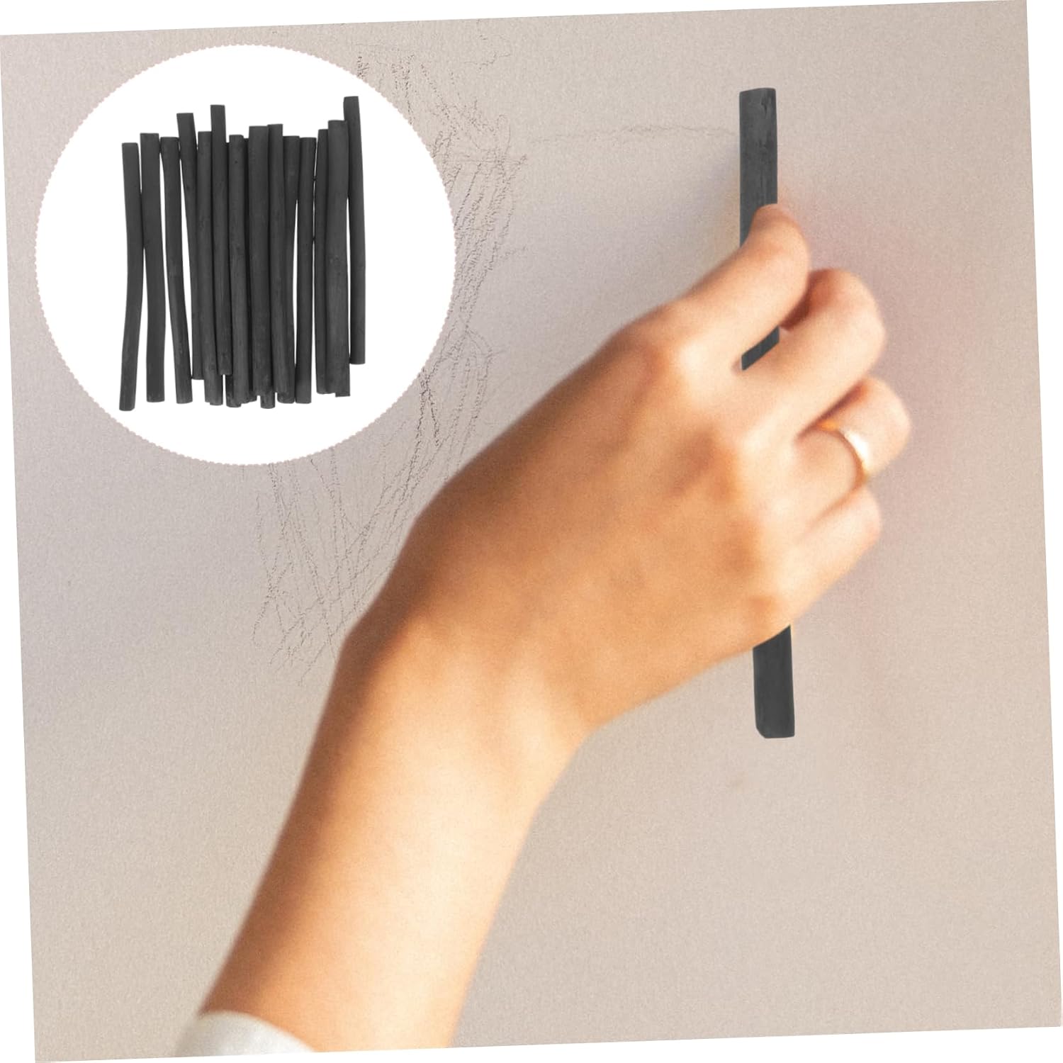TEHAUX 40pcs Compressed Charcoal Sticks for Drawing Artist Sketching Pencils Smooth Feel for Hobbyists Professionals