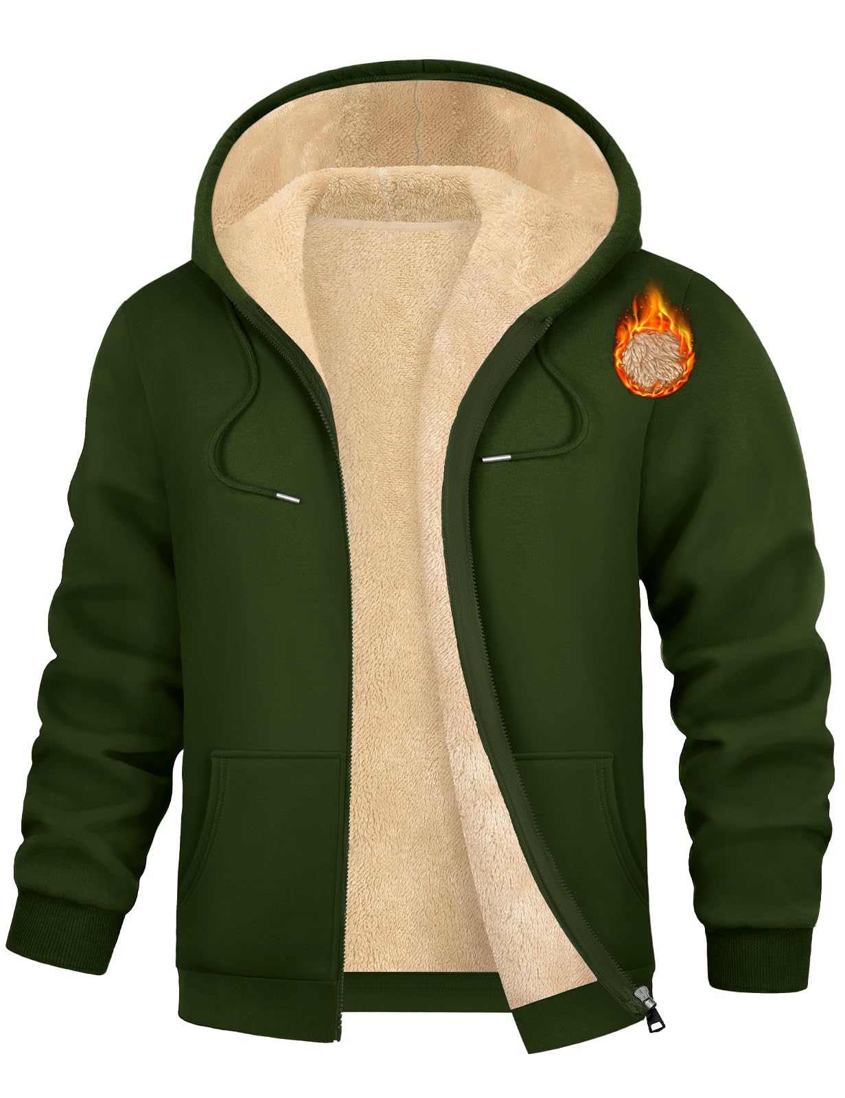 CityComfort Heren effen hoodie hoodie sweatshirt met rits trui, houtskool, M