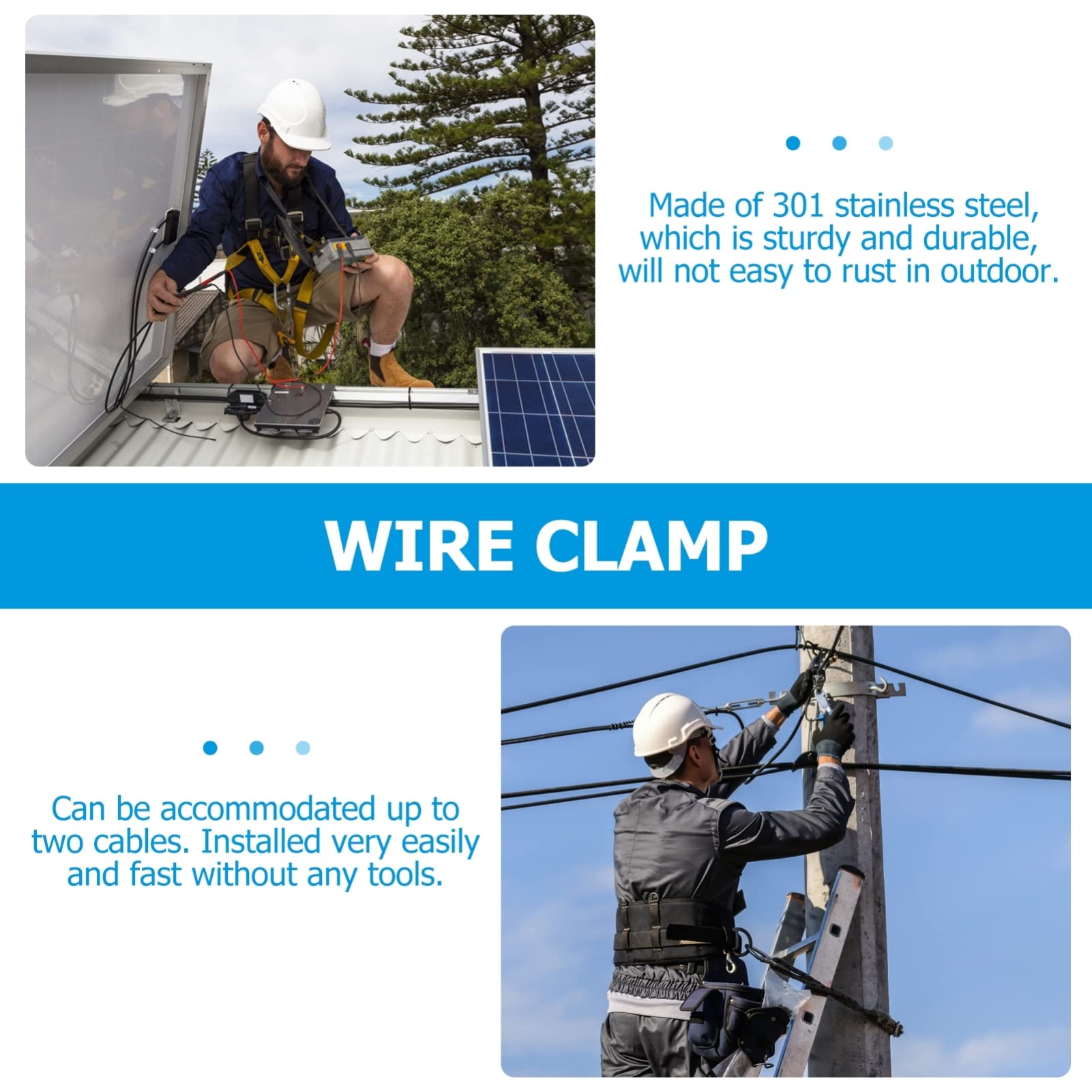 10 Juegos Abrazadera Para Cable Fotovoltaico Soporte Del Cable Ganchos Claro Clips De Cable Del Panel Solar Bridas Para Cables Dispensador Acero Inoxidable 301 Silver 50 Uds * 10