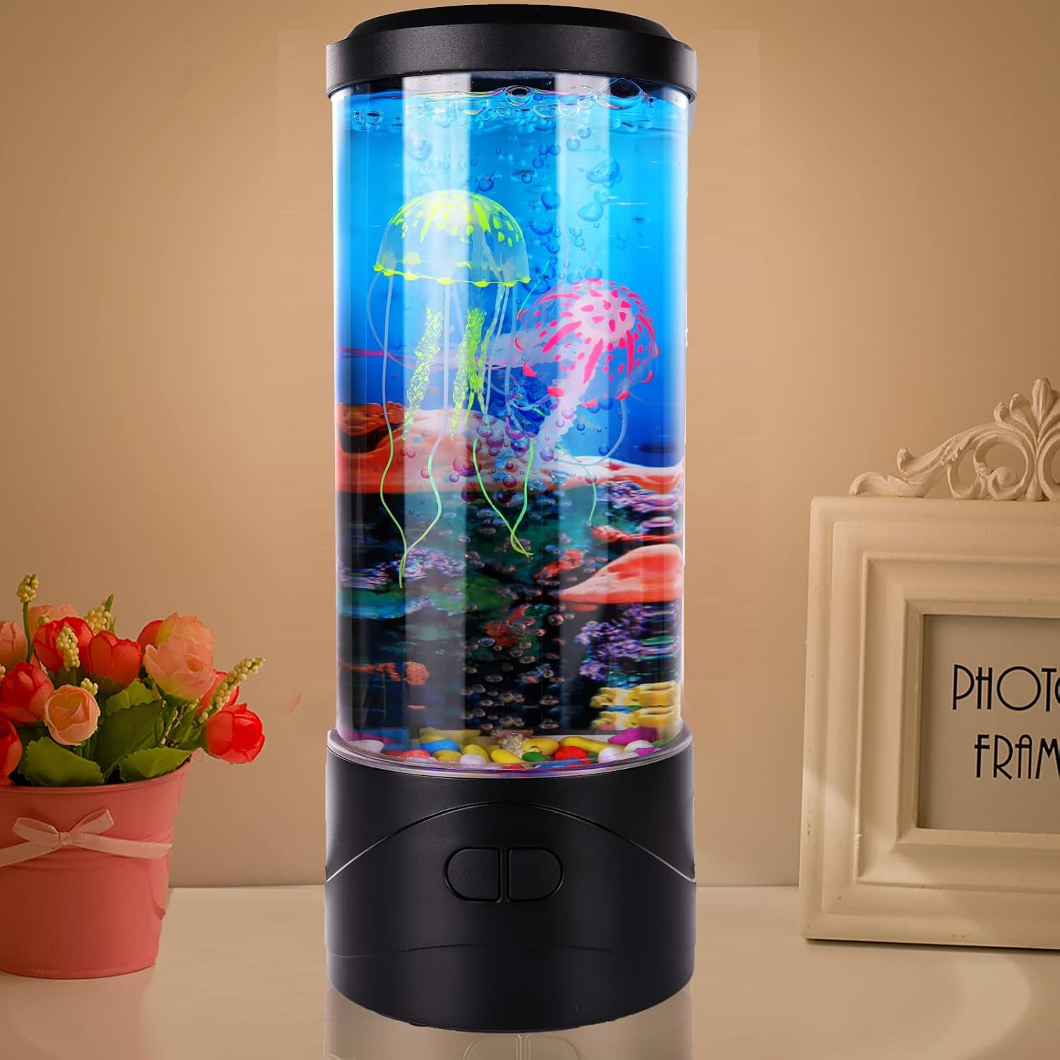 Toycol Bubble Jellyfish Lamp,8 Color Changing LED Jellyfish Night Light,Aquarium Tank Table Mood Lamps for Adults Kids Home Office Decor Gifts (Bubble Jellyfish lamp)