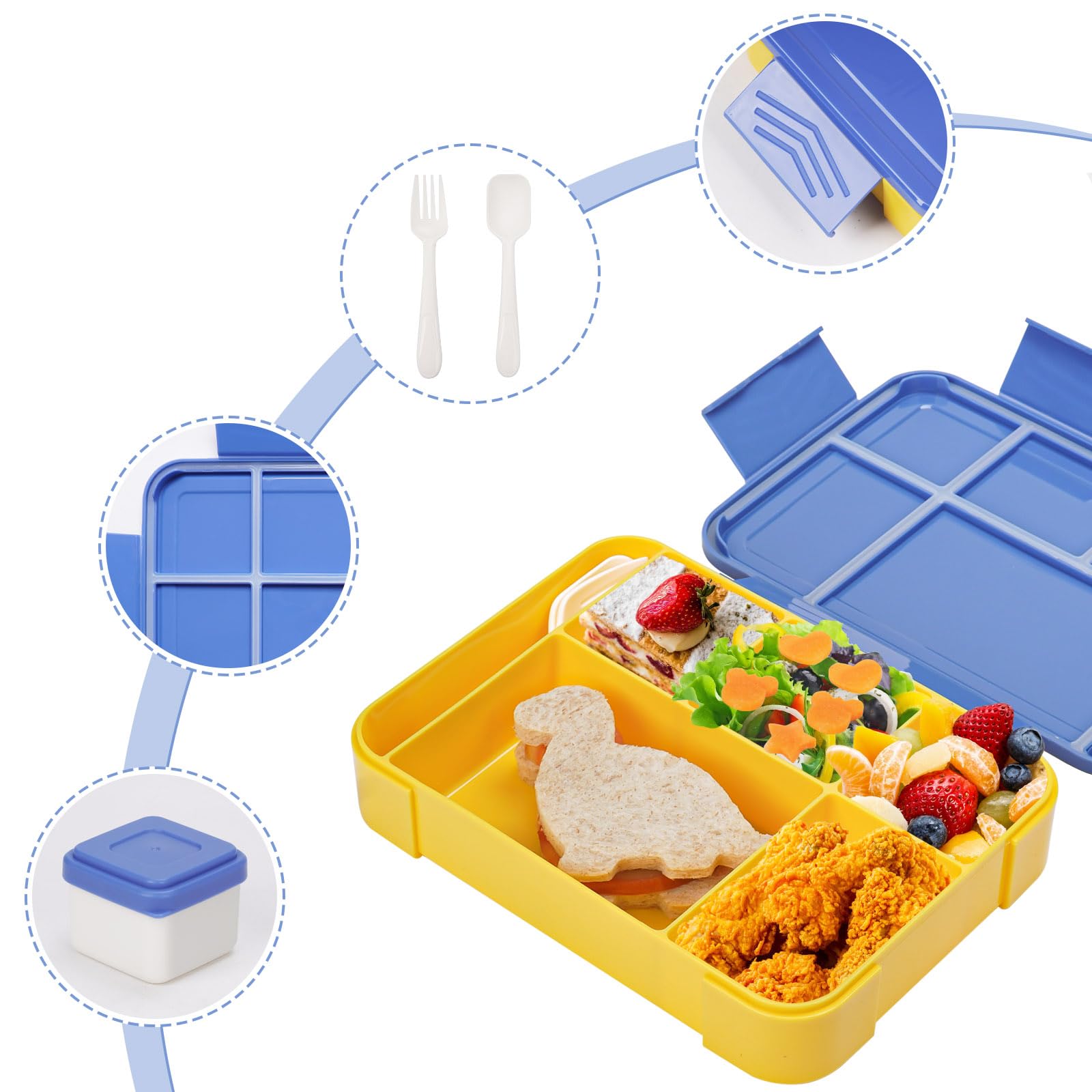 Brotdose Mit 4 Fächern 1000ml - Auslaufsicher Für Schule & Arbeit