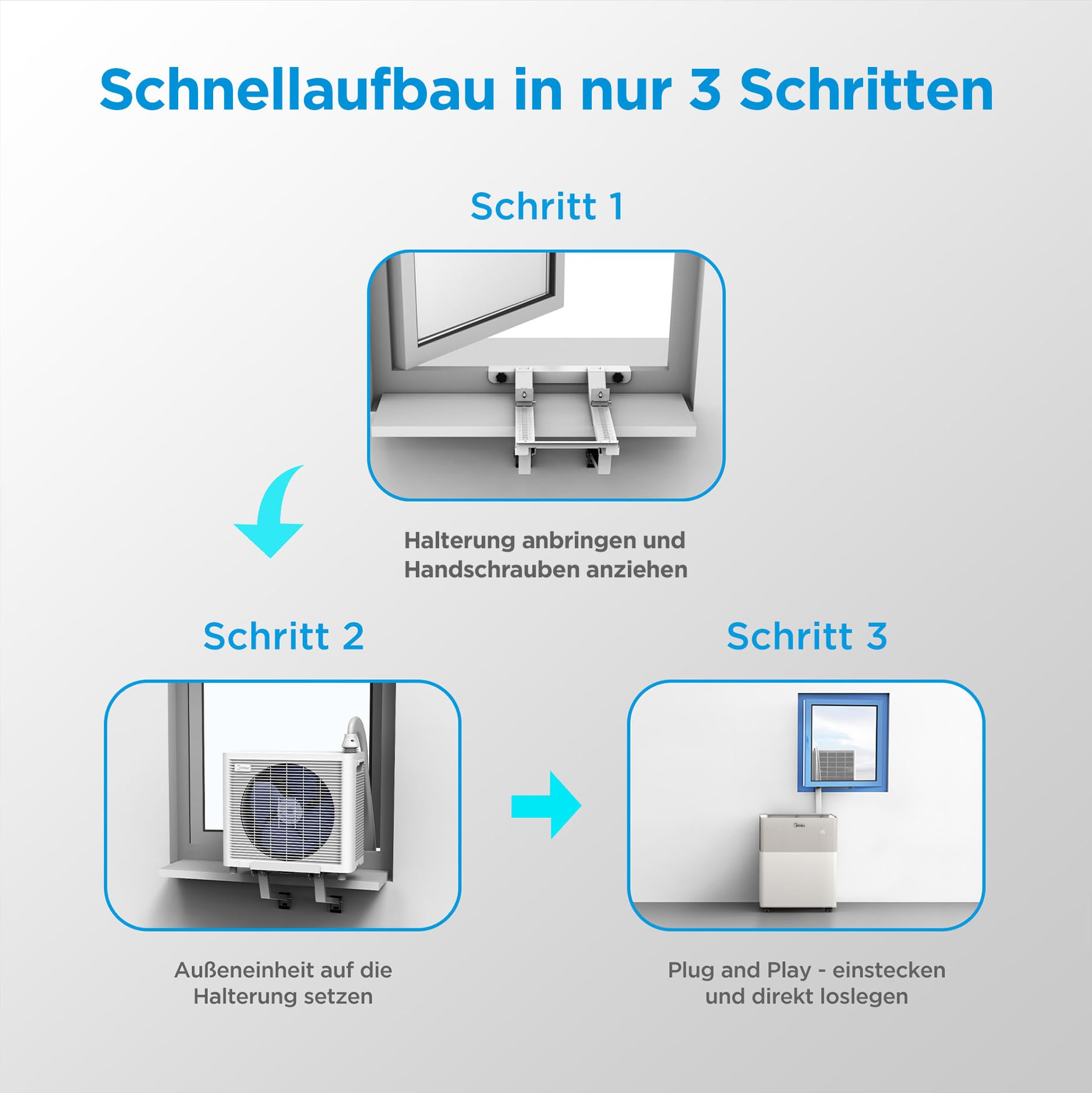 Midea PortaSplit-E Mobile Klimaanlage 12000 BTU 3,5kW Mini-Split A++ 42 m² 39 dB(A) Silent