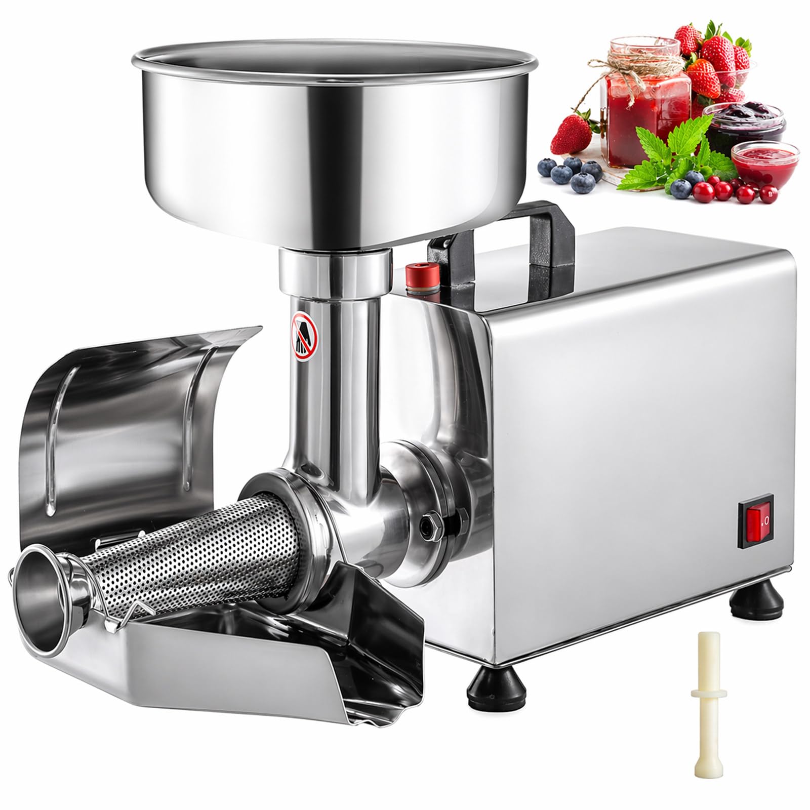 Passapomodoro Elettrico 450 W, filtrazione fine e Struttura in Acciaio Inox 304, per passata, Salsa di Fragole, mirtilli, purea e Conserve