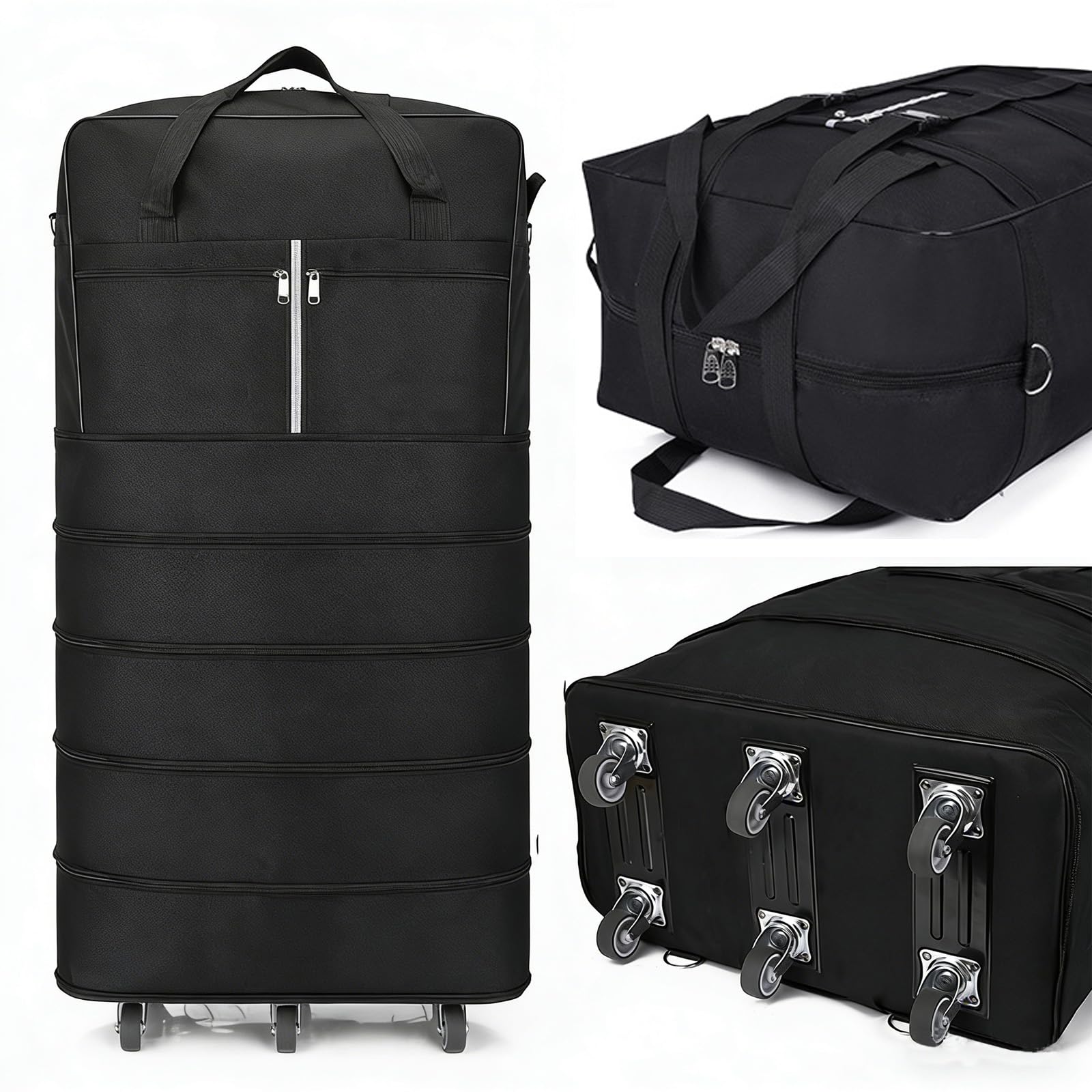 Bolsa de viaje plegable con ruedas, 110 cm, bolsas de viaje plegables grandes, bolsa de equipaje de mano plegable con correa para el hombro, bolsa de viaje con ruedas y asa, extensible, impermeable