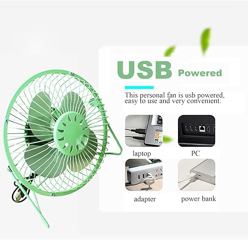 Miniatura 3 de Sokelinn-six Ventilador de escritorio USB pequeño de 4 pulgadas, mini ventilador de enfriamiento personal silencioso de metal para el hogar,