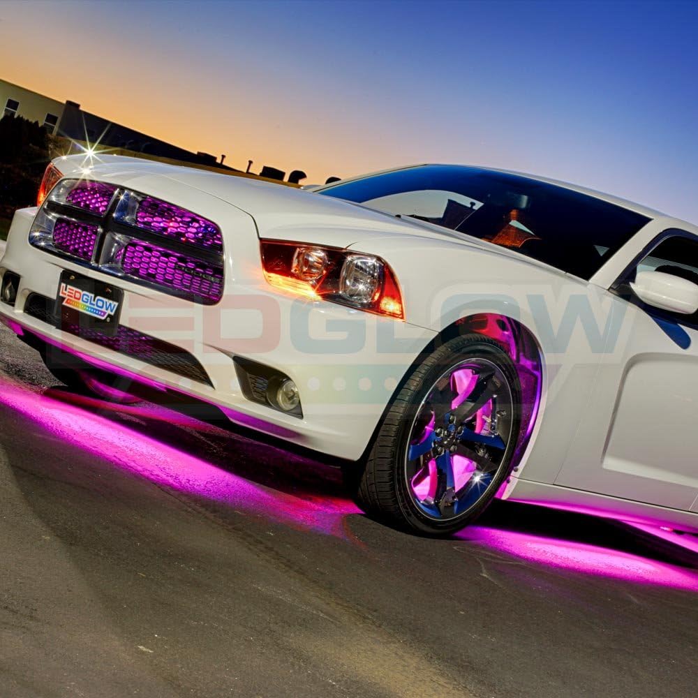 Buy LEDGlow 4pc Pink LED Underbody Underglow Lights & 2pc Interior
