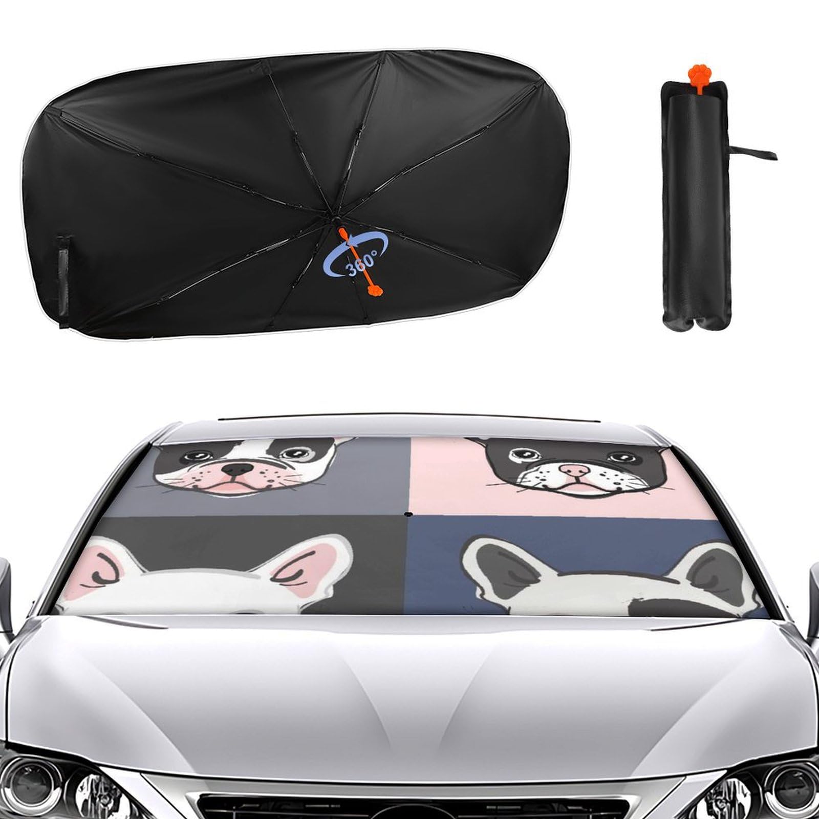 Amazon | サンシェード かわいいブルドッグの顔 車用サンシェード 車用