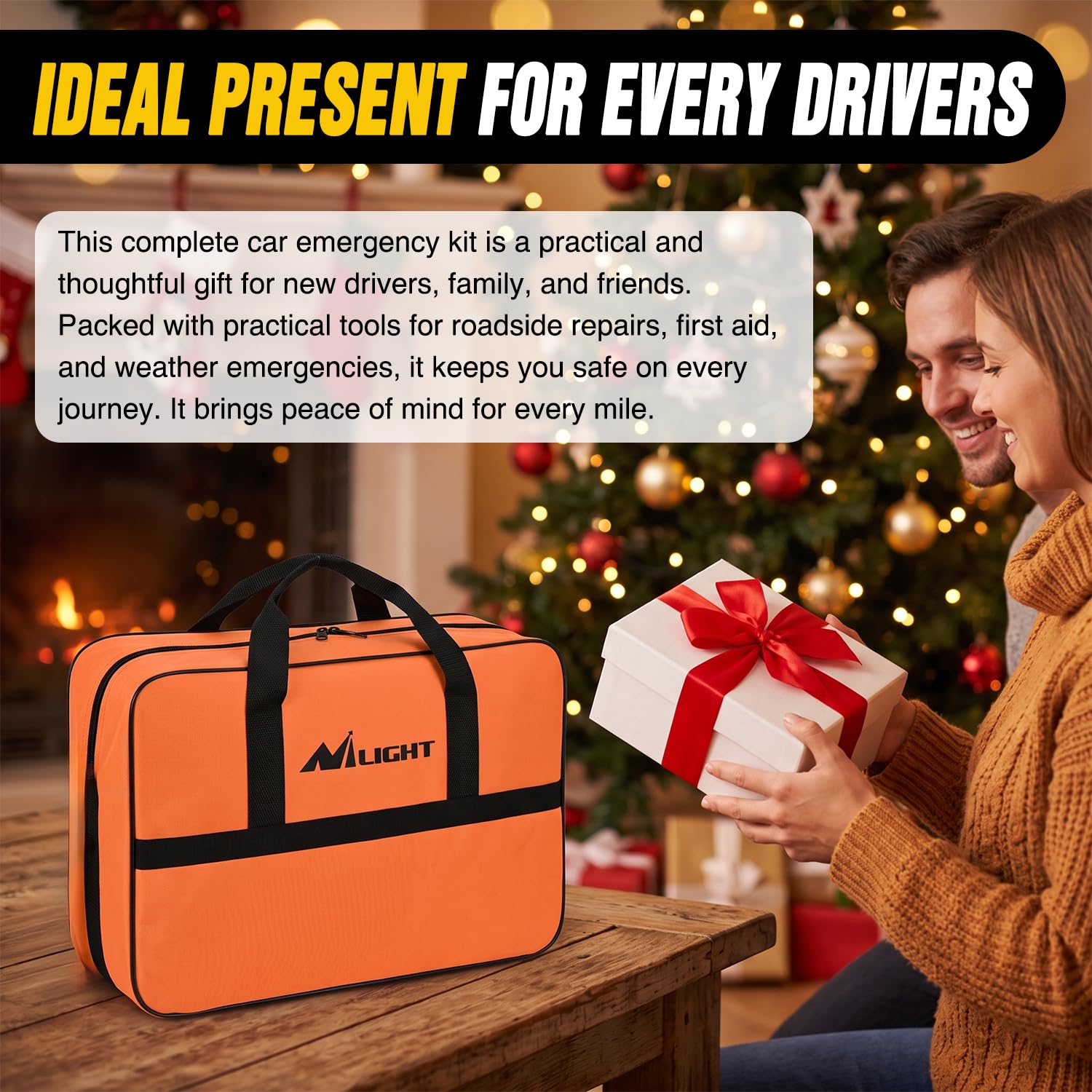 Nilight Kit de Emergencia para automóvil con Cable de Puente compresor de Aire reparación de neumáticos Herramientas Esenciales y 44 Piezas botiquín de Primeros Auxilios, Asistencia de Seguridad en