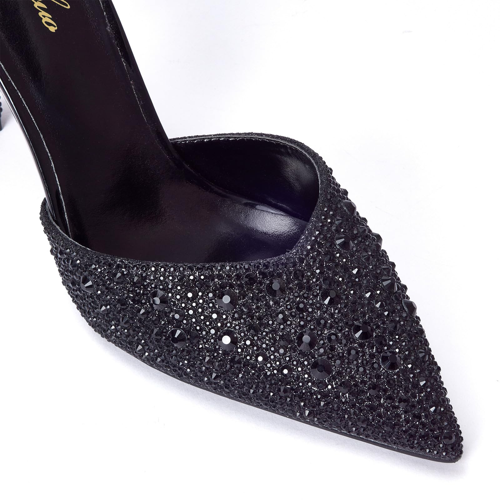Zhabtuc Scarpe con Tacco Alto 10 cm da Donna, Eleganti Décolleté con Strass Scintillanti, Cinturino alla Caviglia