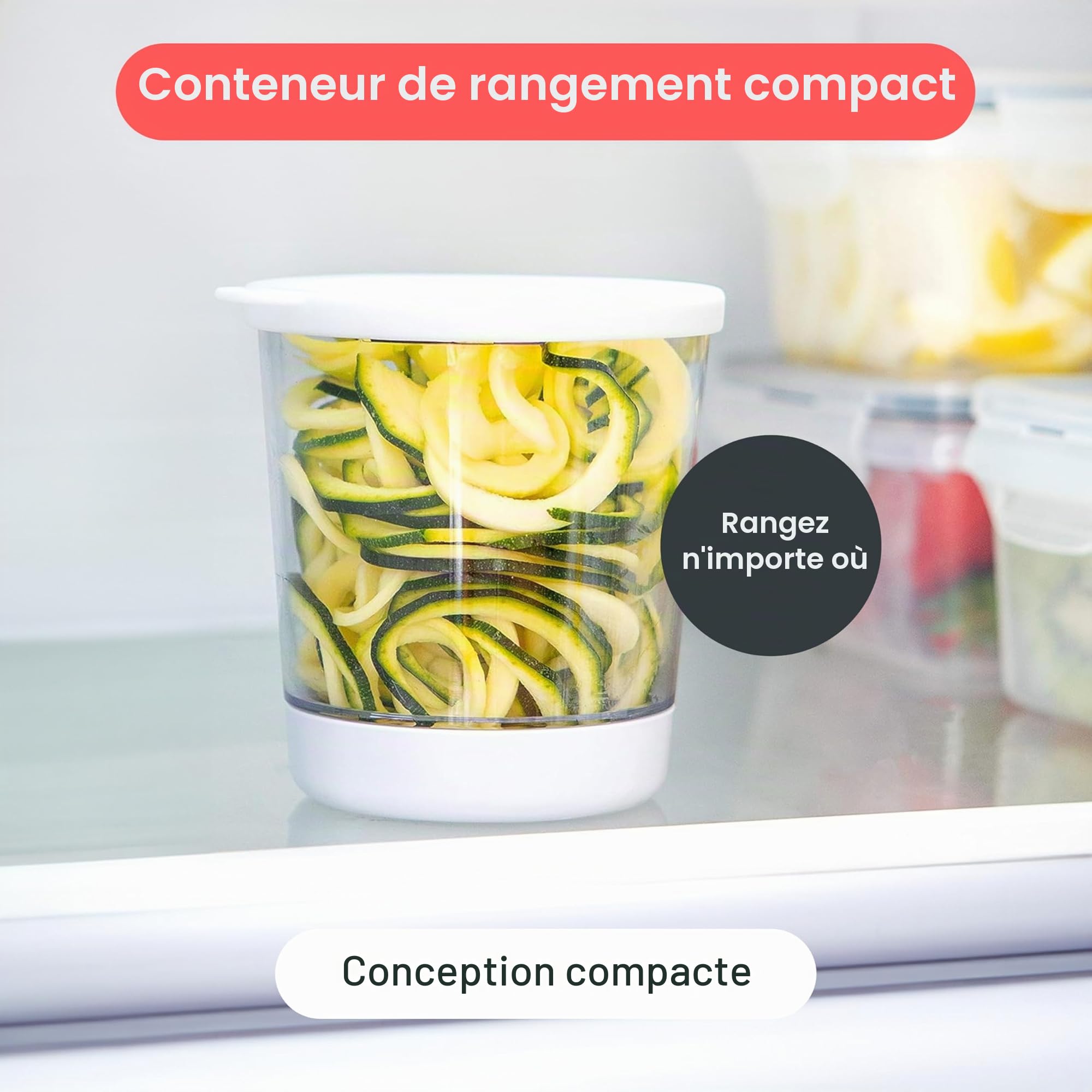 Spiraliseur de Légumes Manuel Multifonction 4-en-1 - Coupe Légumes Spirale pour Tagliatelles Courgette Carotte Concombre