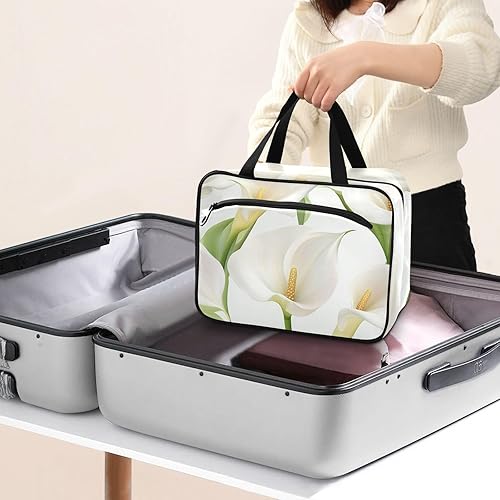 Miniatura 8 de Retro Calla Lily White - Neceser de viaje para hombre con gancho, accesorios de diseñador, estuche de maquillaje para viajes, imprescindibles, bolso