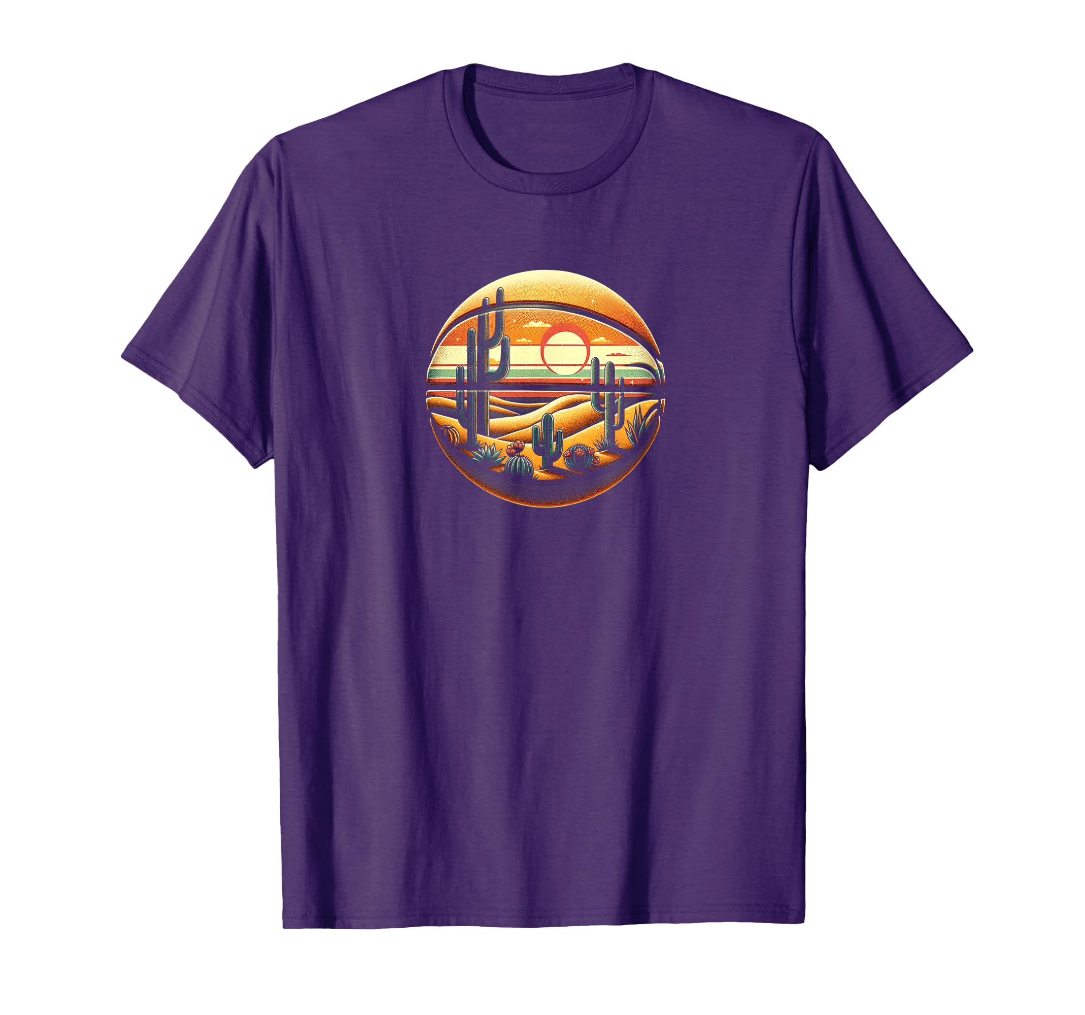Cacti-Embellished Basketball Scenery T-Shirt