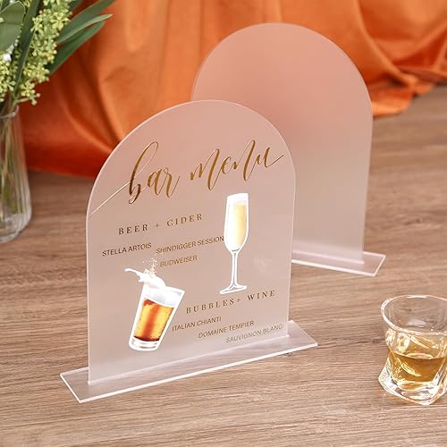 Miniatura 9 de UNIQOOO Paquete de 10 letreros de mesa de acrílico esmerilado de 8 x 10 pulgadas para boda con soportes, 1/8 pulgadas de grosor, hoja de letrero