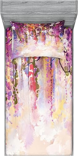 Miniatura 4 de Lunarable Juego de sábanas bajeras y fundas de almohada con estampado egipcio, diseño de papiro de arte egipcio que representa diseño de mosaico de