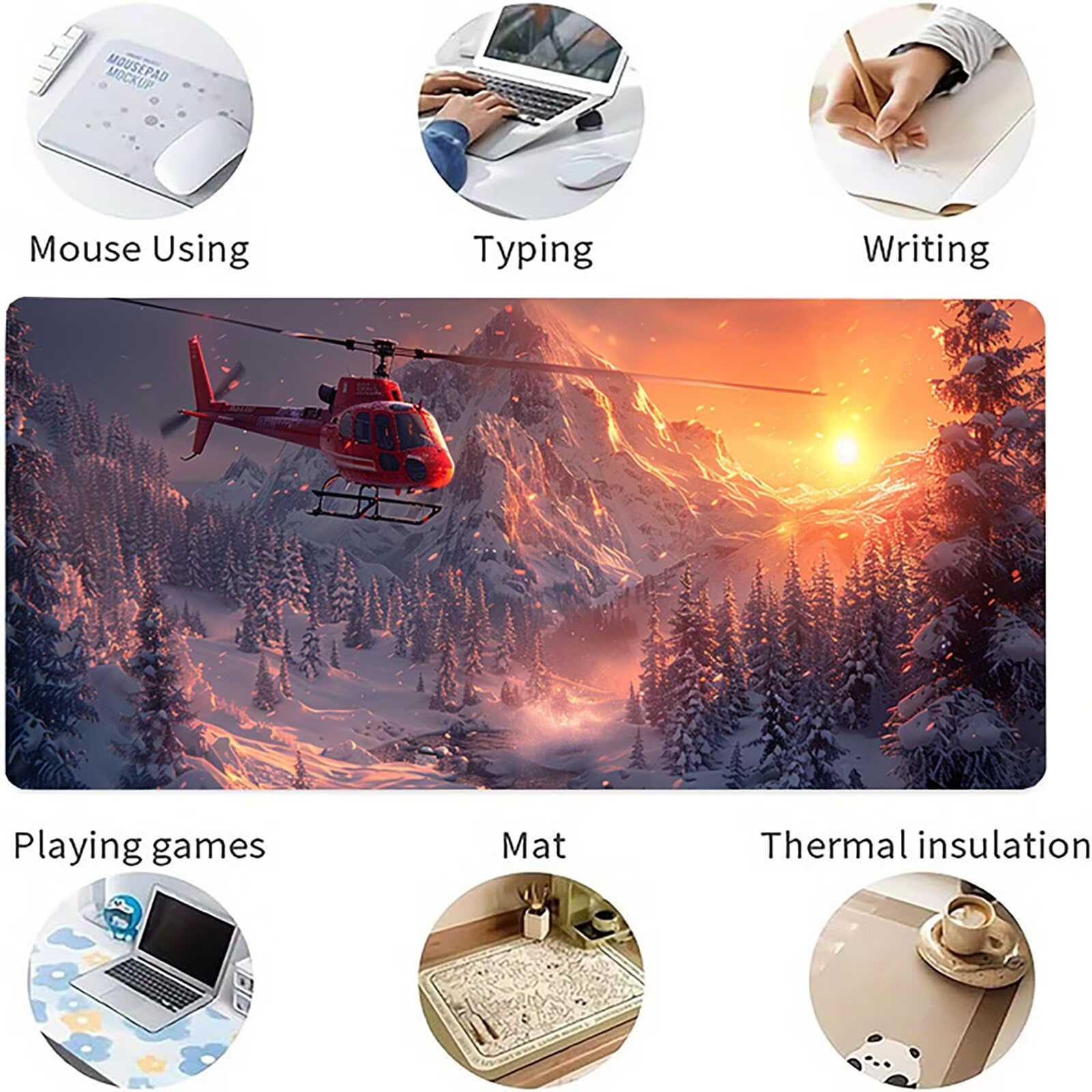 Tappetino Mouse XXL 1200x600x3mm, Tappetino Mouse Gaming Arancione, Grande Mouse Pad con Bordi Cuciti, Mousepad con Base in Gomma Antiscivolo, Gaming Accessori Scrivania, Regalo Donna, Aereo 3-4457