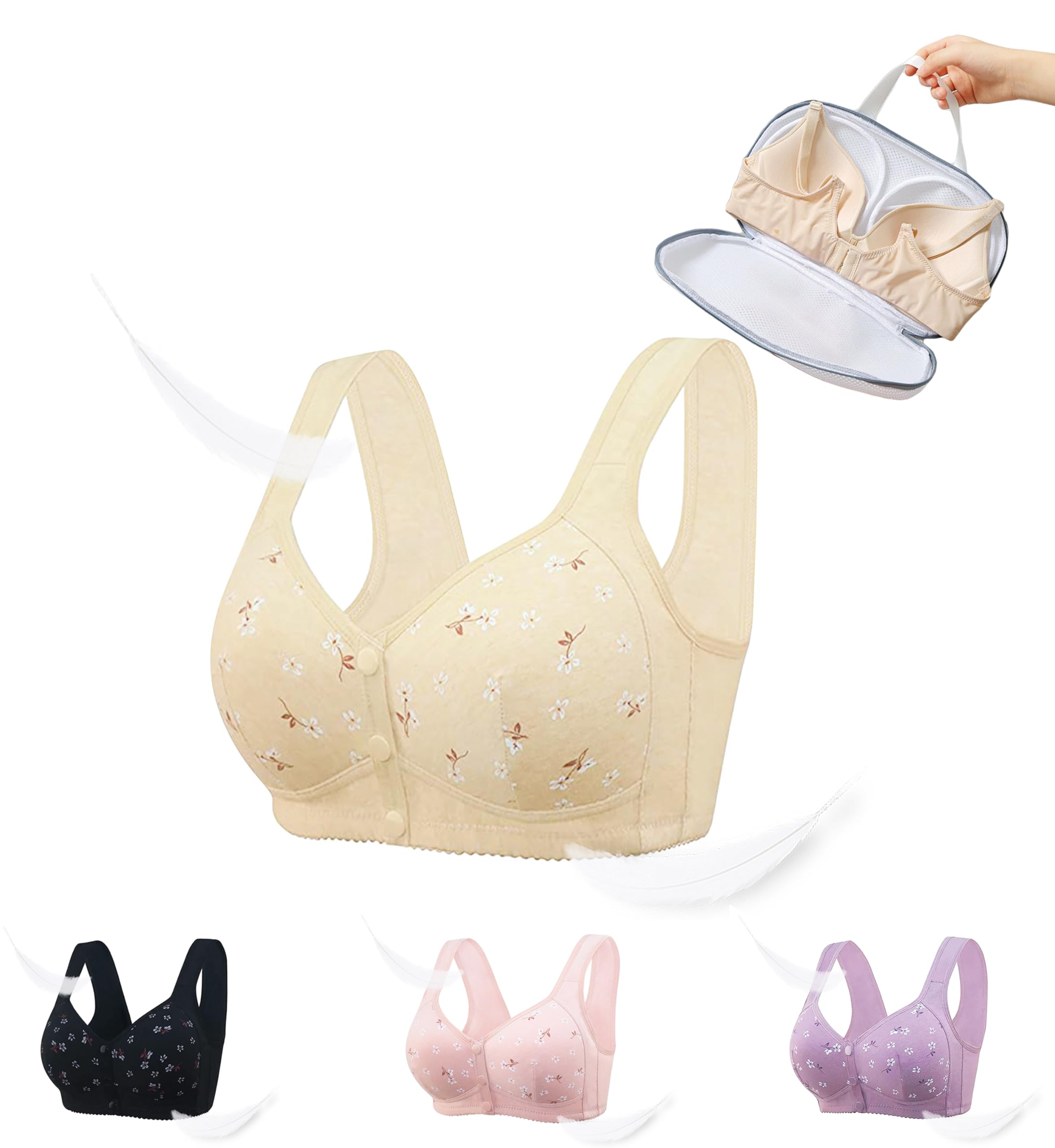 Generic Daisy Bras for Women - No Underwire, Full Support, Front Closure, 2025 Daisy Bra with Extra Laundry Bag