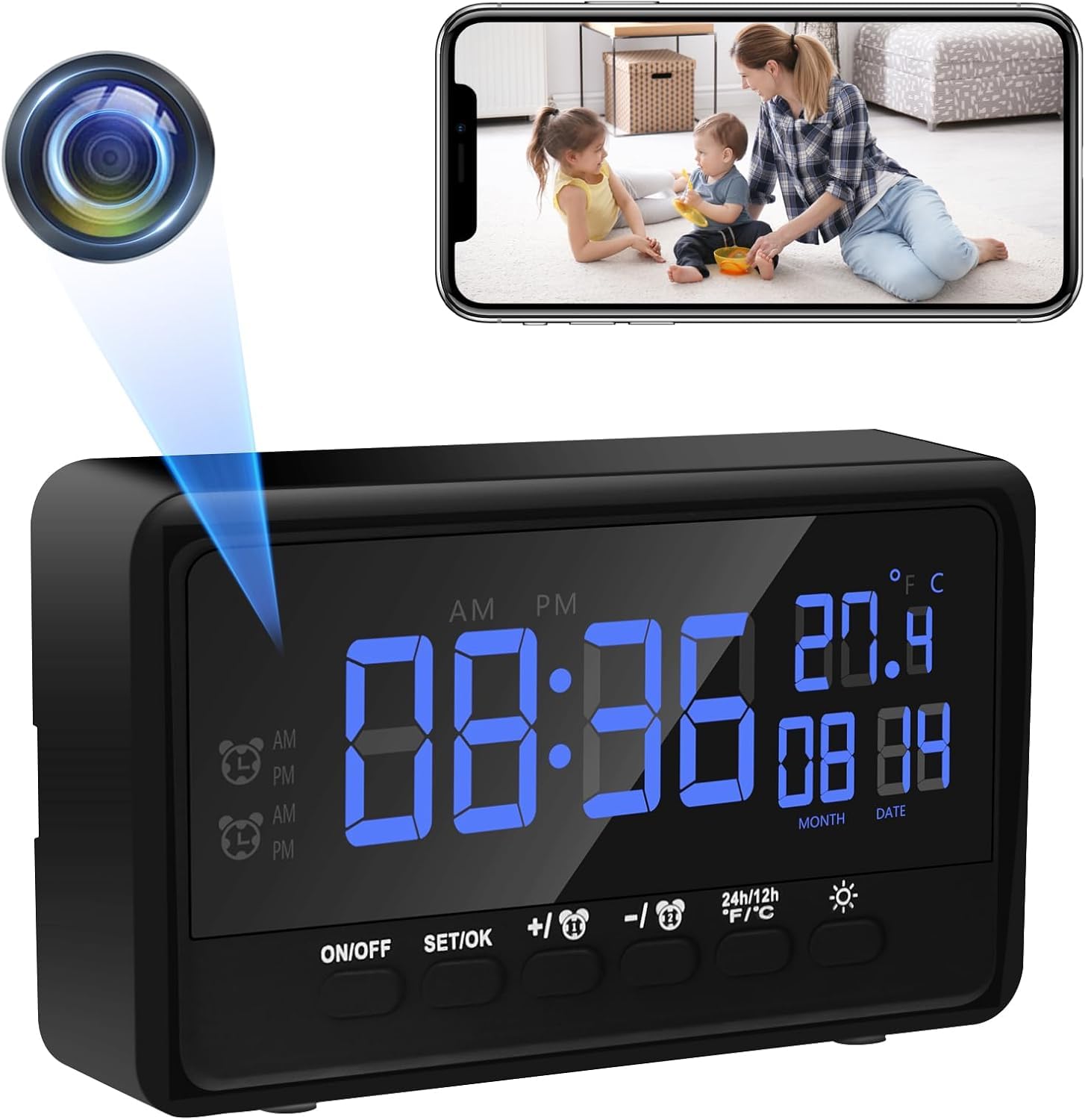 Telecamera Spia 1080P WiFi - Mini Orologio Nascosto Con Visione Notturna E Rilevamento Movimento - Monitoraggio Discreto