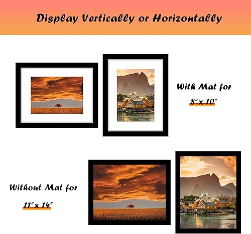 Miniatura 4 de Portarretratos de 11 x 14 pulgadas, paquete de 8 portarretratos para decoración de galería de pared, fotos de 8 x 10 pulgadas con paspartú o de 11 x