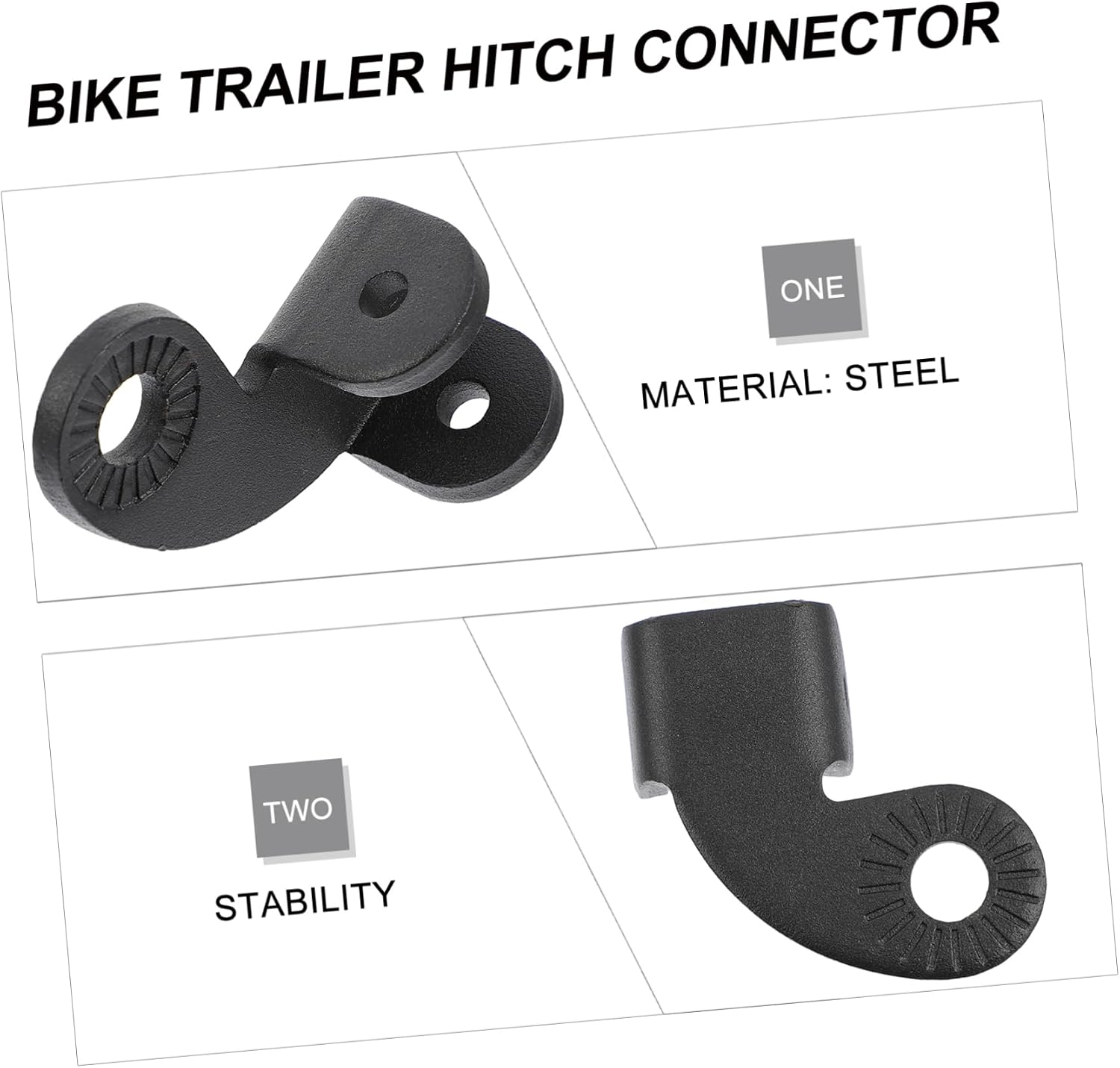 WOONEKY 2 Sets Bike Trailer Coupler Attachment for Baby and PET Trailers 90-Degree Hitch Connector Sturdy Steel Construction Easy to Install Bicycle Accessories