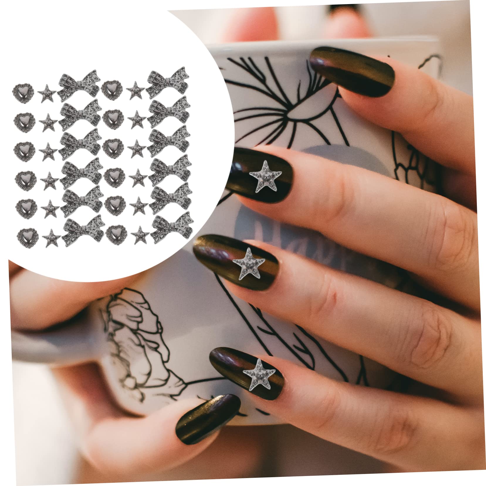 PACKOVE 150pièces Charms De Nail Art Accessoires Métalliques Pour Manucure Décorations Pour Et