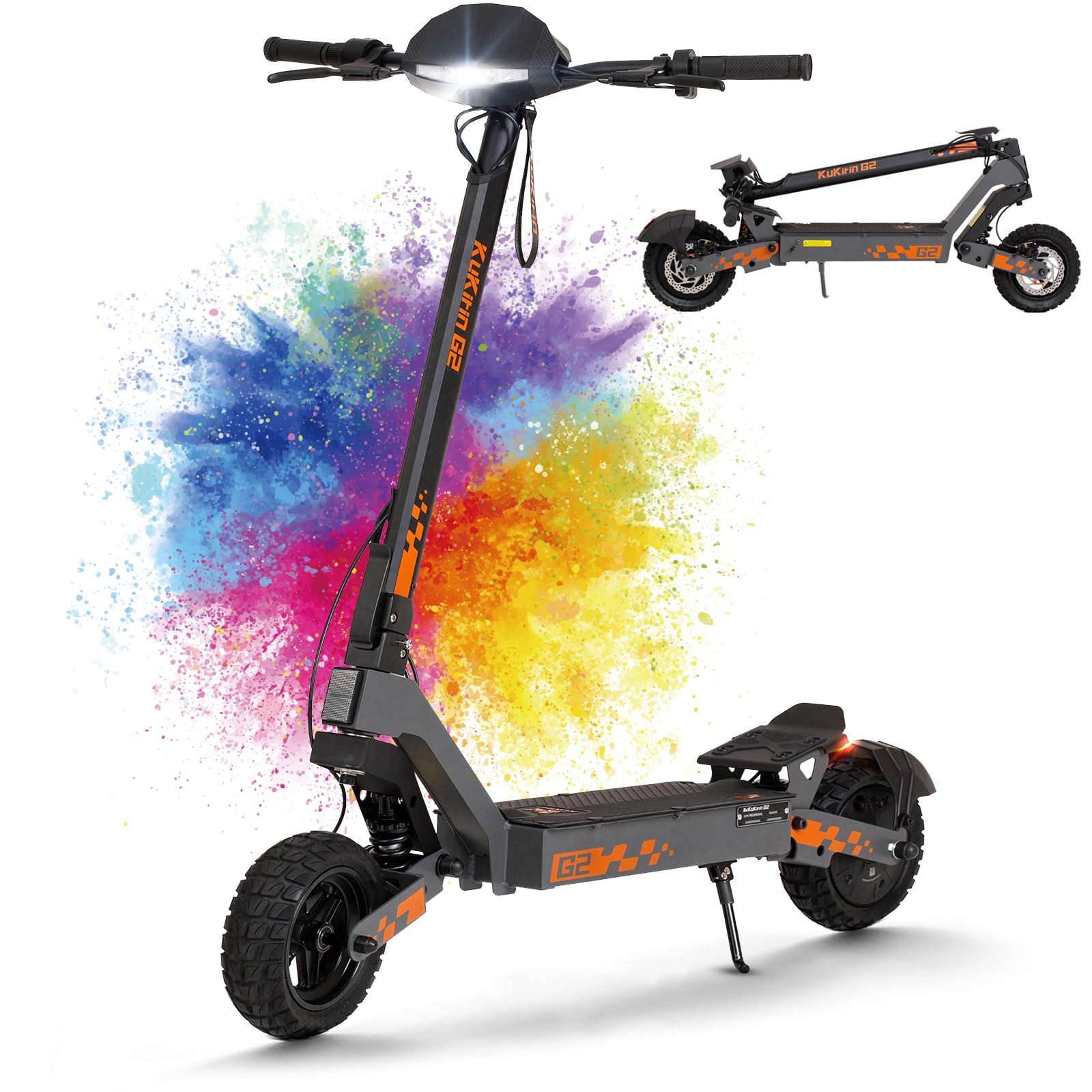 Kukirin Electric Scooter Adults All Terrain, Electric Scooter, Powerful Folding Electric Scooter/Autonomy of 55 km/10" Wheels/Maximum Load 120 kg/IP54/Double Disc Brakes,G2